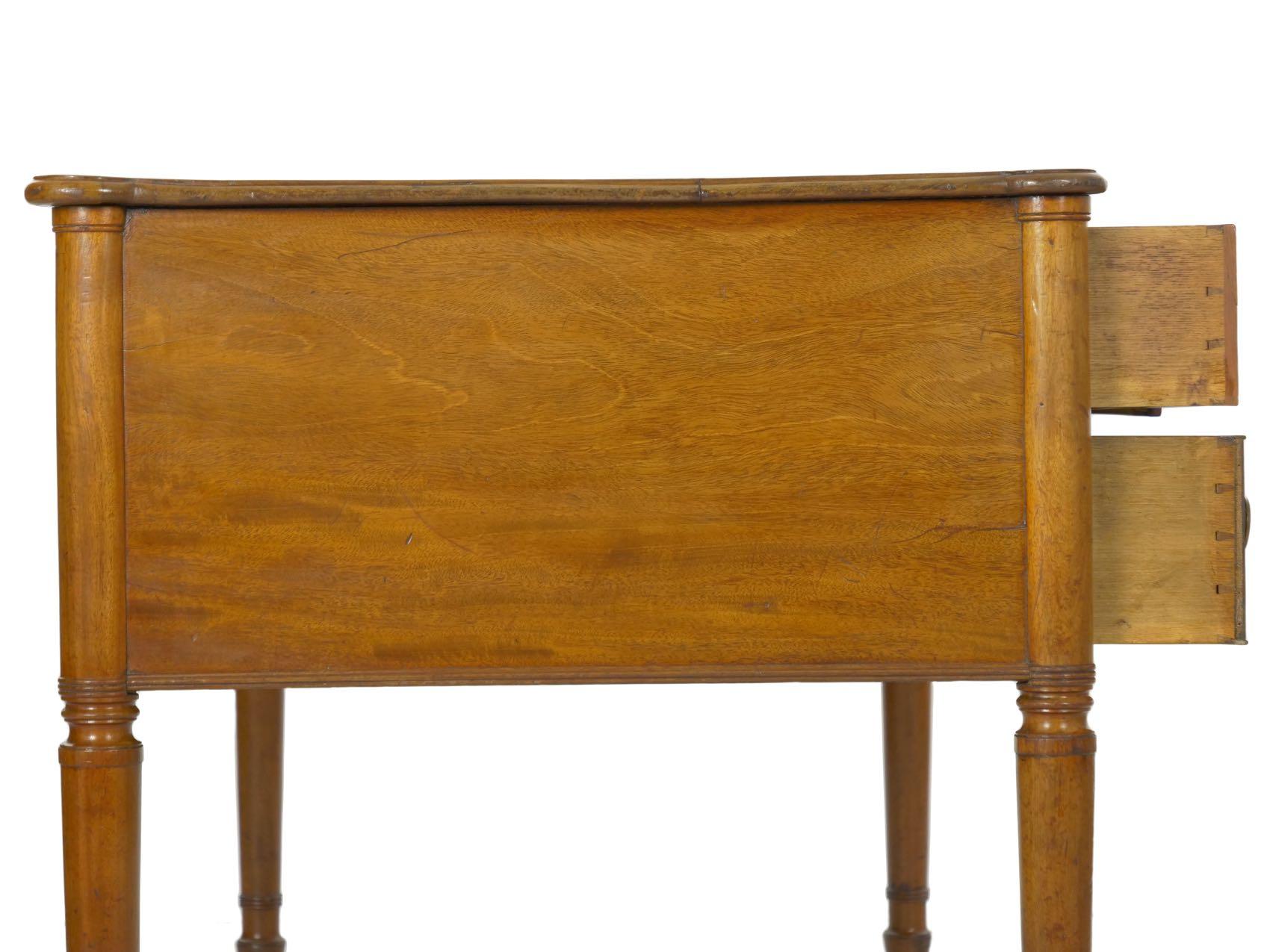 19th Century English Regency Antique Mahogany & Green Leather Writing Desk Table 12
