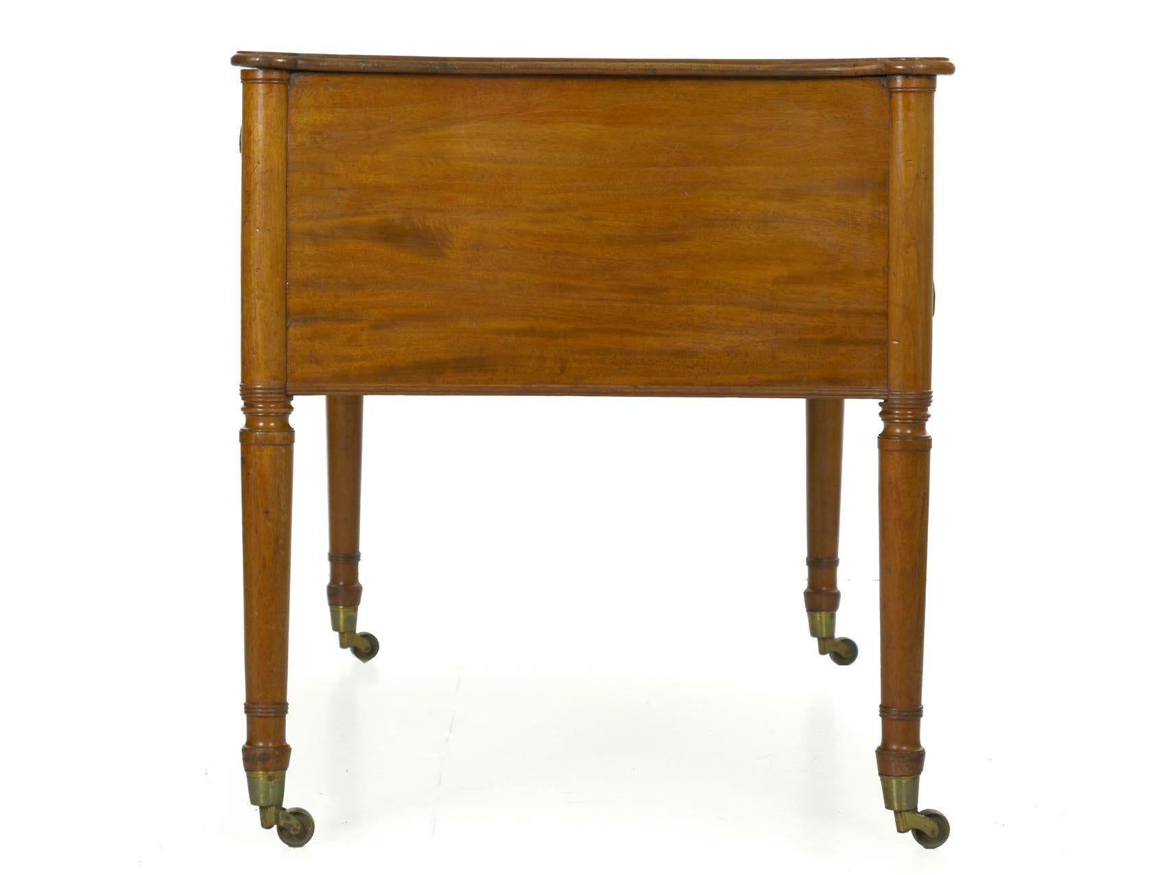 19th Century English Regency Antique Mahogany & Green Leather Writing Desk Table 5