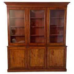 Biblioteca librería de la Regencia inglesa del siglo XIX en madera marrón rojiza, hacia 1830