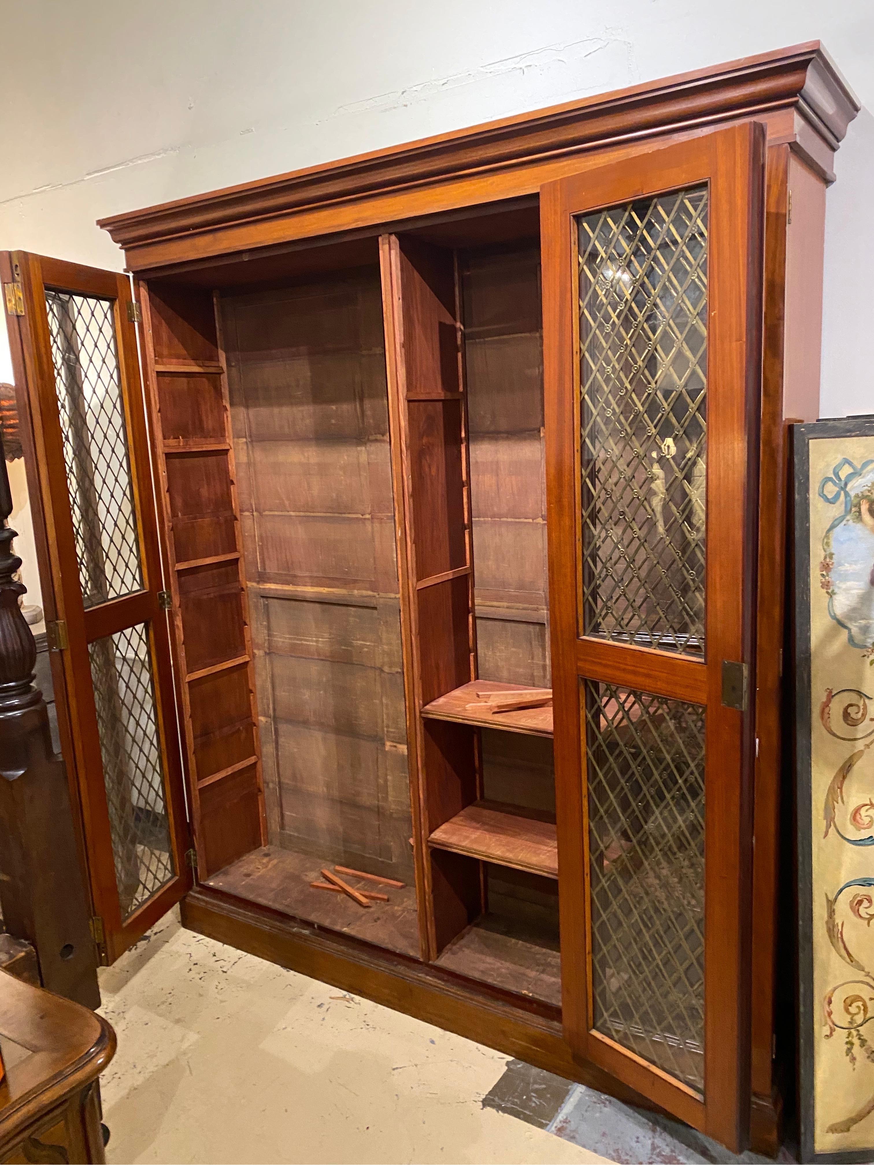 19th Century English Regency Bookcase or Gun Case with Double Folding Doors 1