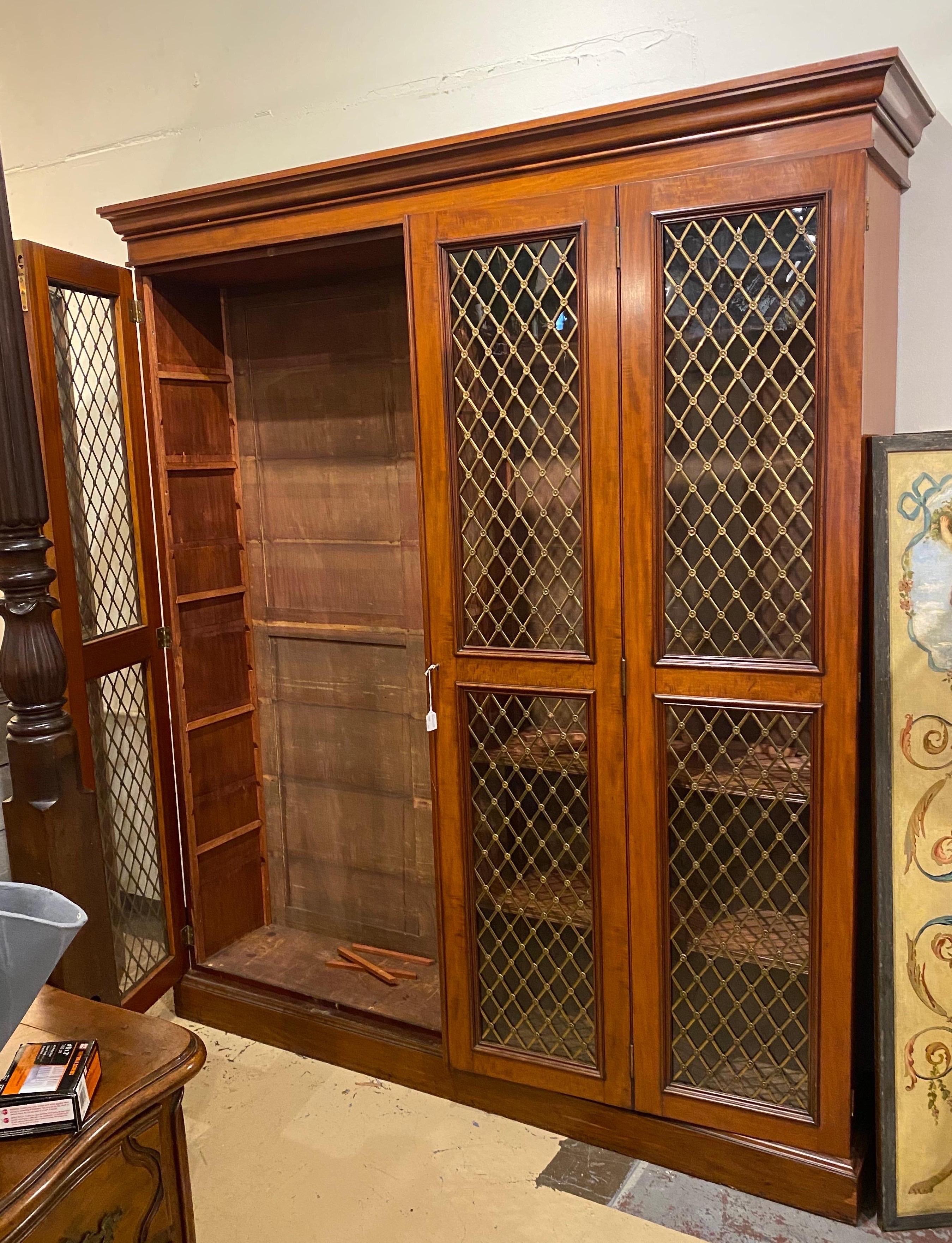 19th Century English Regency Bookcase or Gun Case with Double Folding Doors 3
