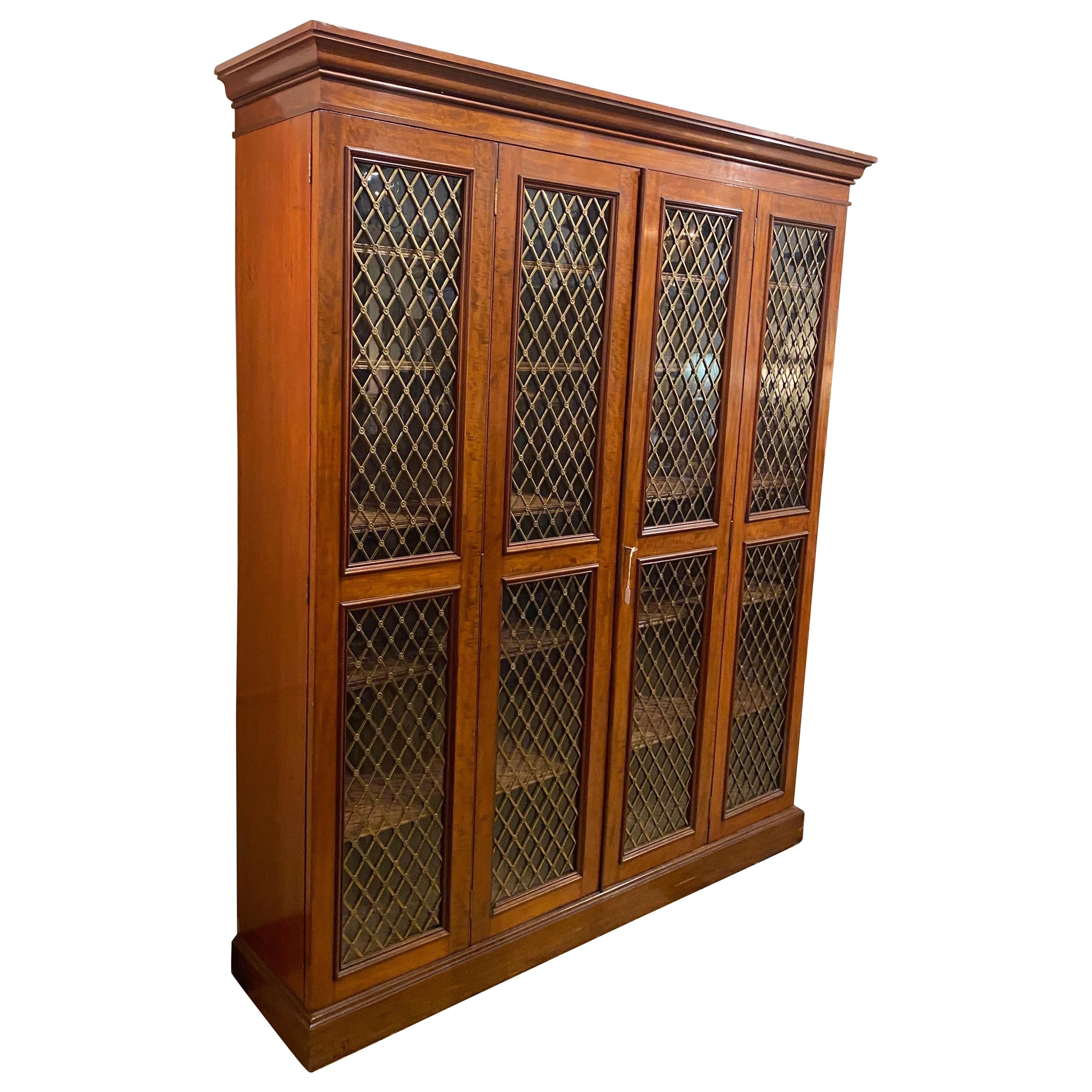 19th Century English Regency Bookcase or Gun Case with Double Folding Doors