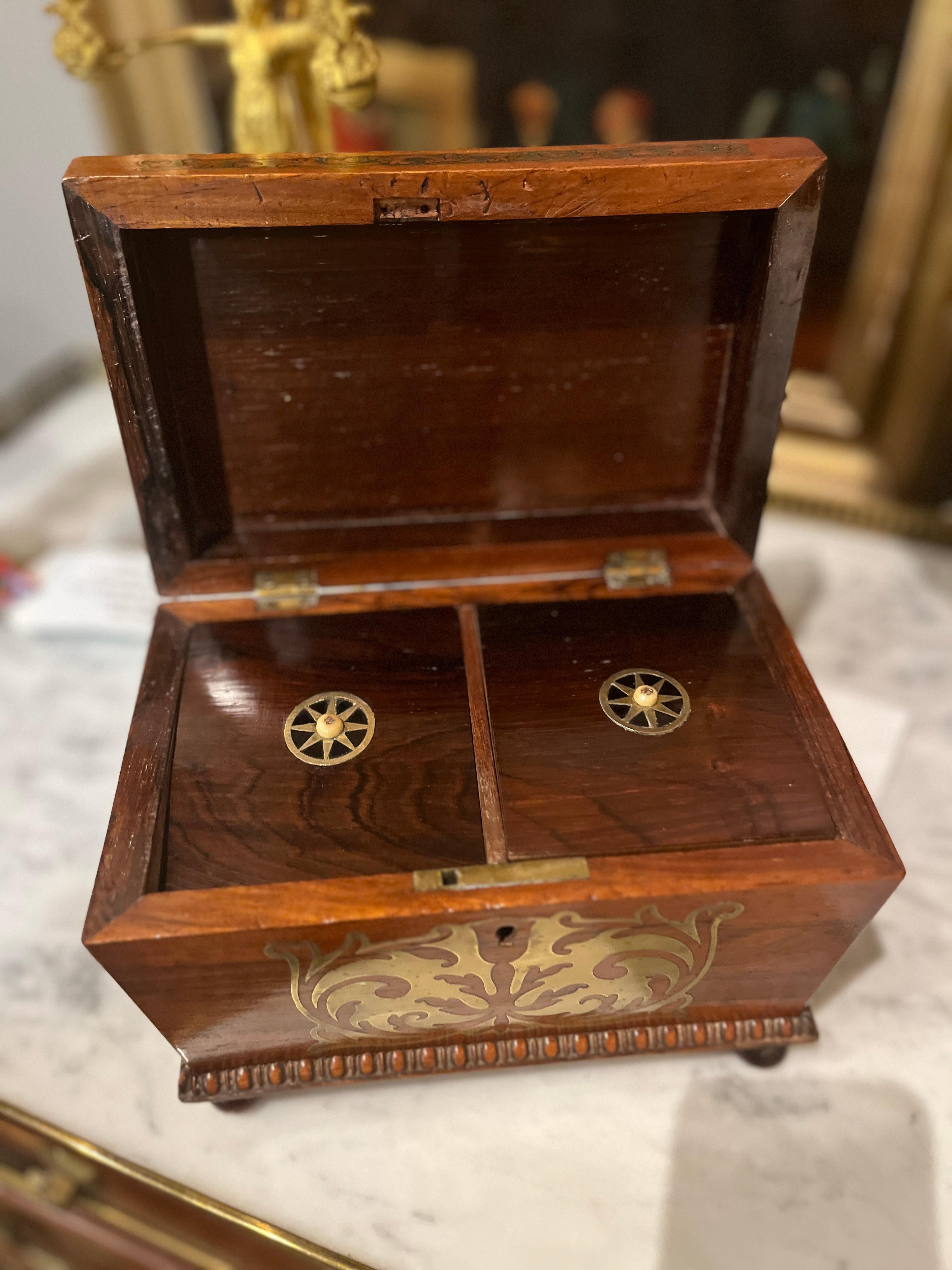 Regency Porta tè Boulle della Reggenza inglese del XIX secolo in vendita