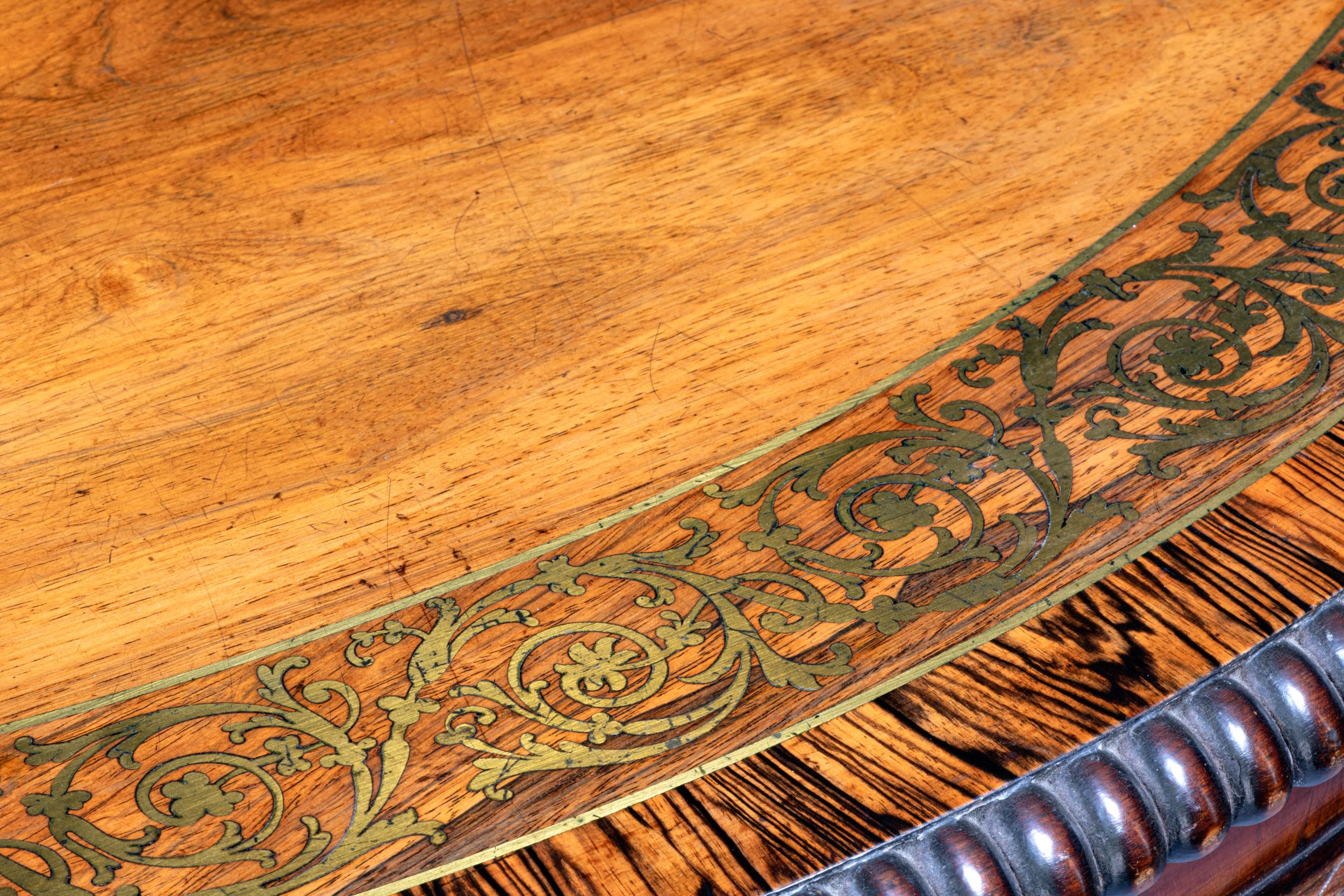 19th Century English Regency Brass Inlaid Centre Table For Sale 1