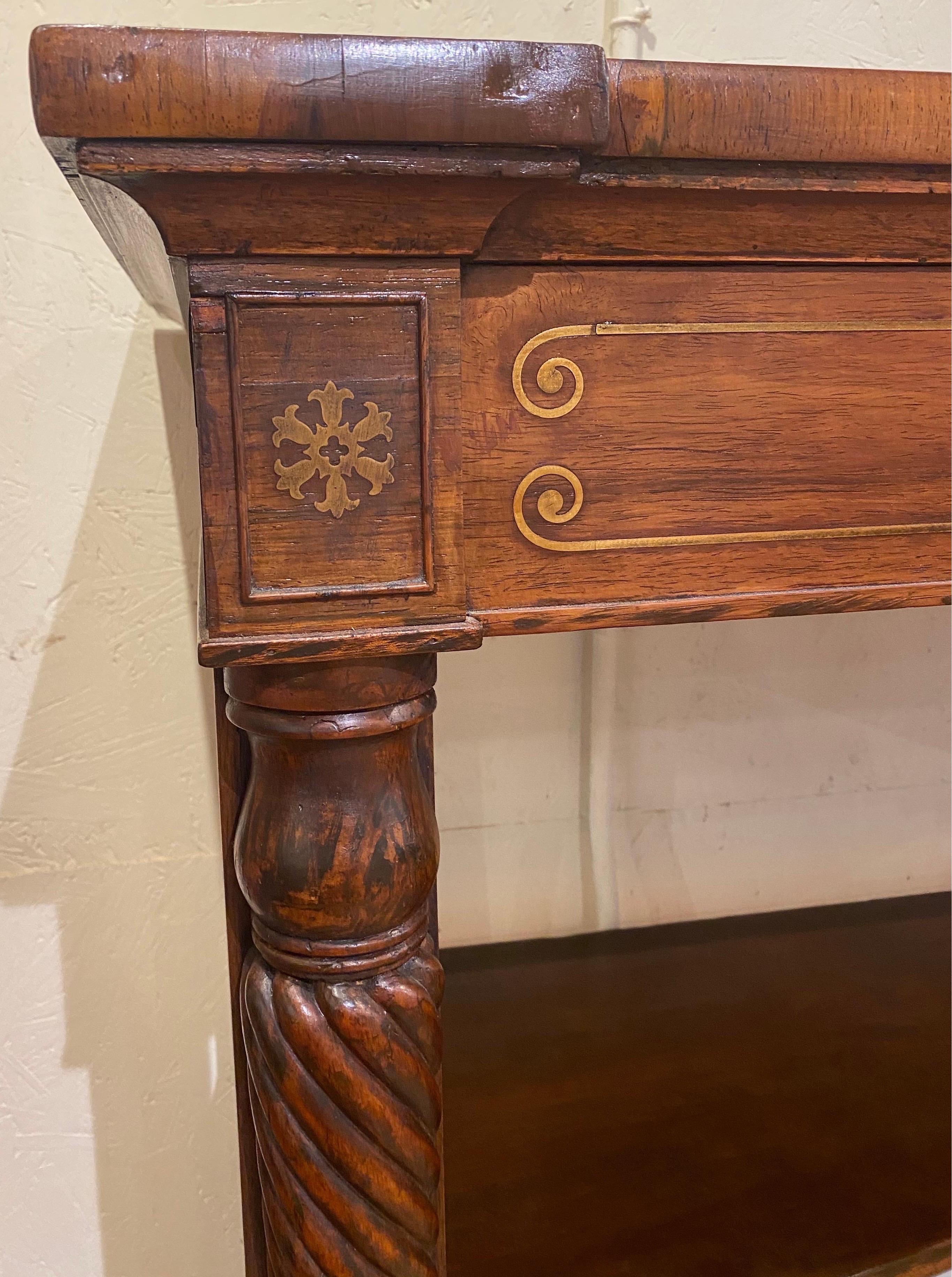 Inlay 19th Century English Regency Brass Inlaid Rosewood Sideboard For Sale