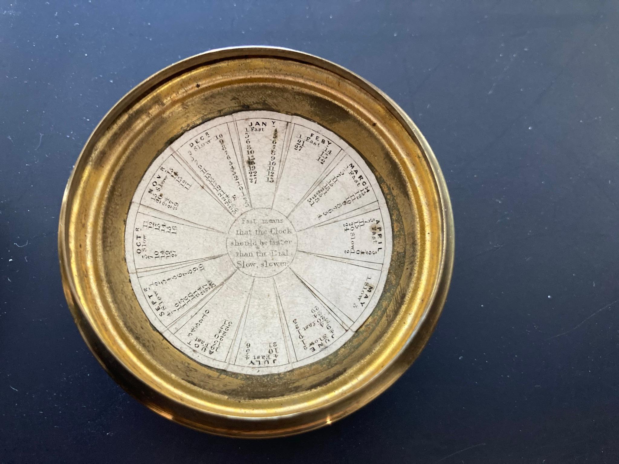 19th Century English Regency Brass Pocket Sundial Compass 3