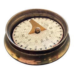 Antique 19th Century English Regency Brass Pocket Sundial Compass