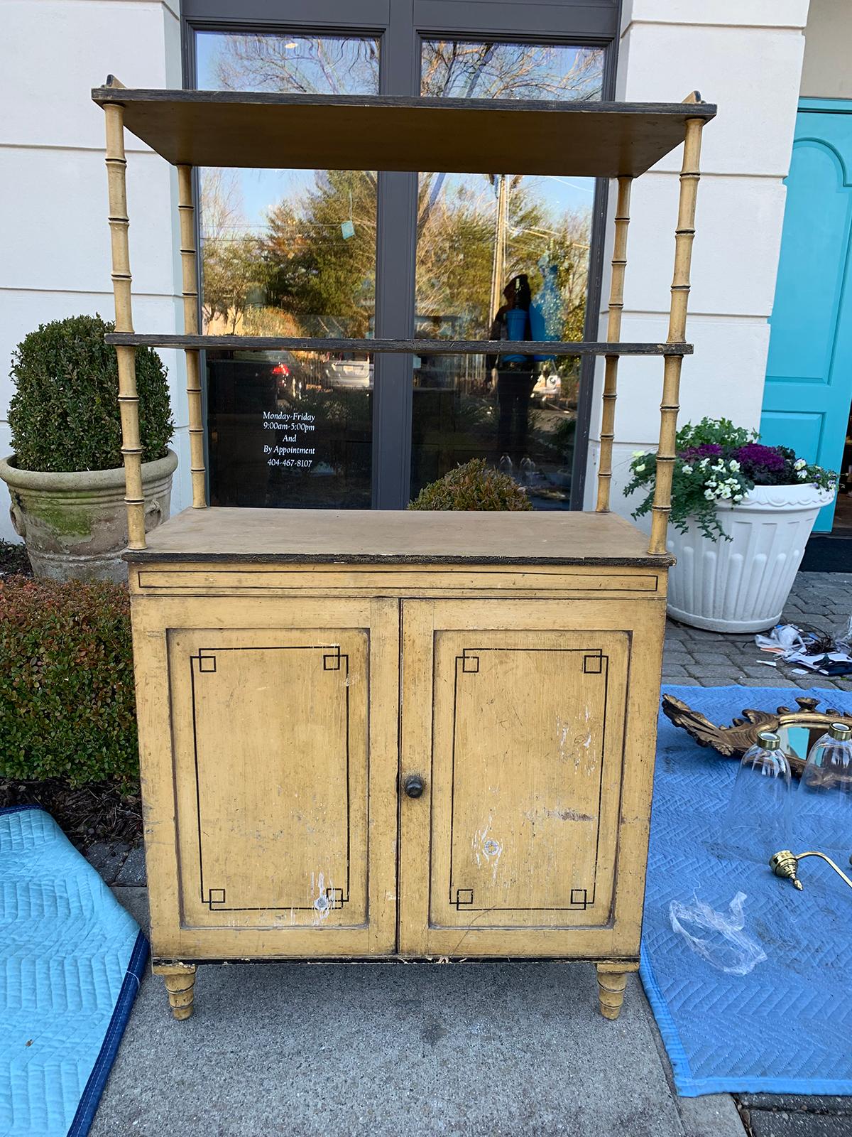 19th century english regency cabinet with etagere.