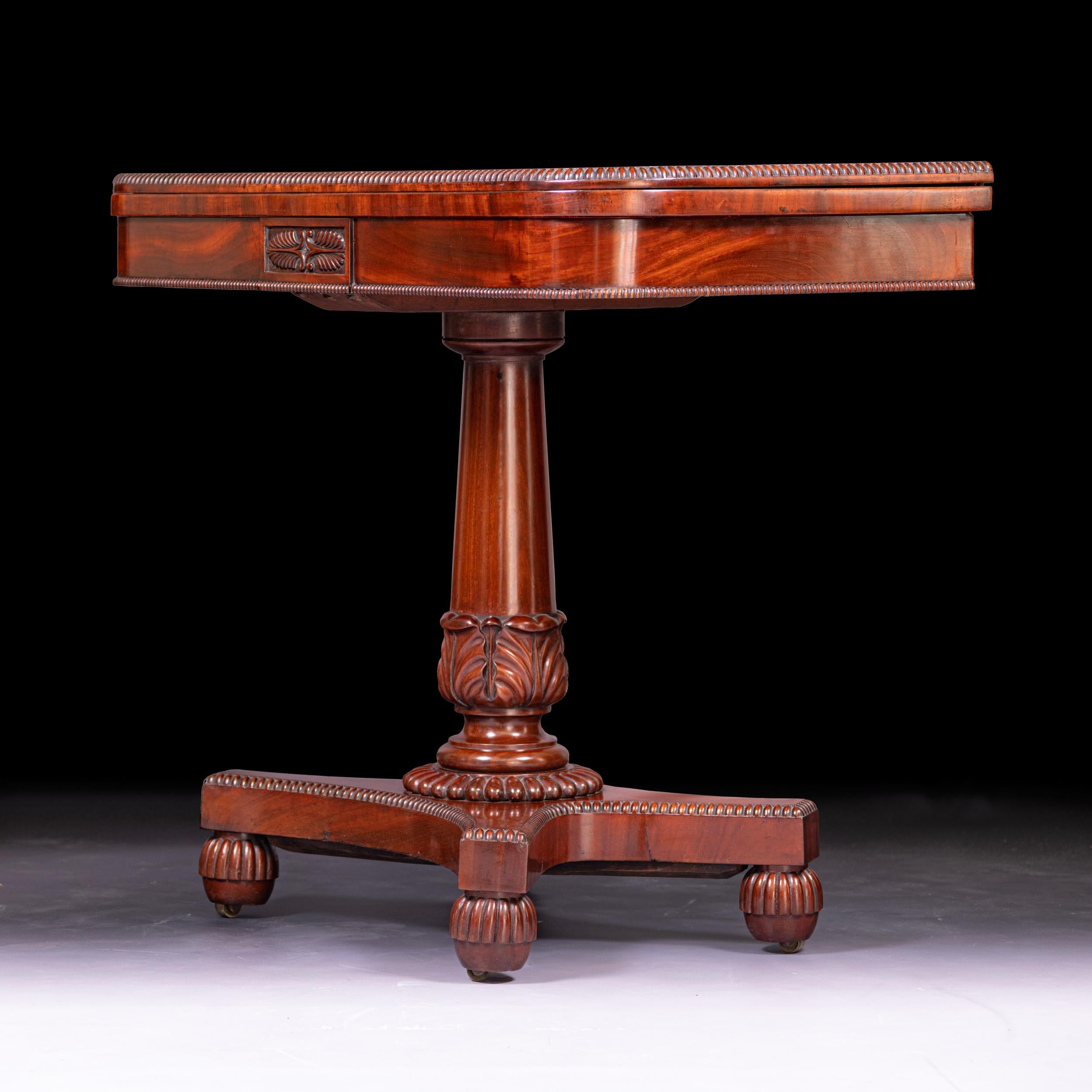 Mahogany 19th Century English Regency Card Table Stamped Gillows Of Lancaster For Sale