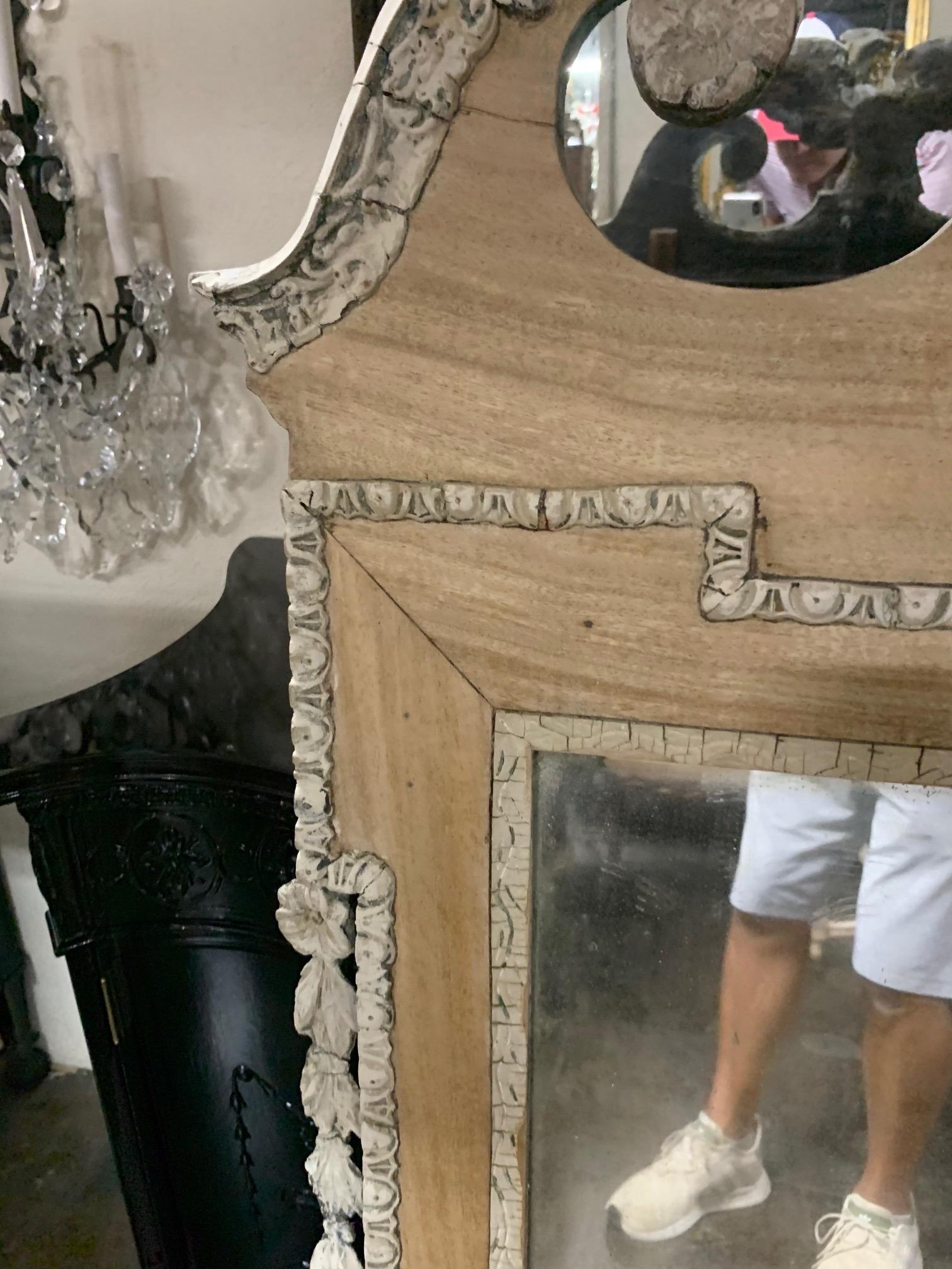 19th Century English Regency Carved and Bleached Mahogany Mirror In Good Condition In Dallas, TX