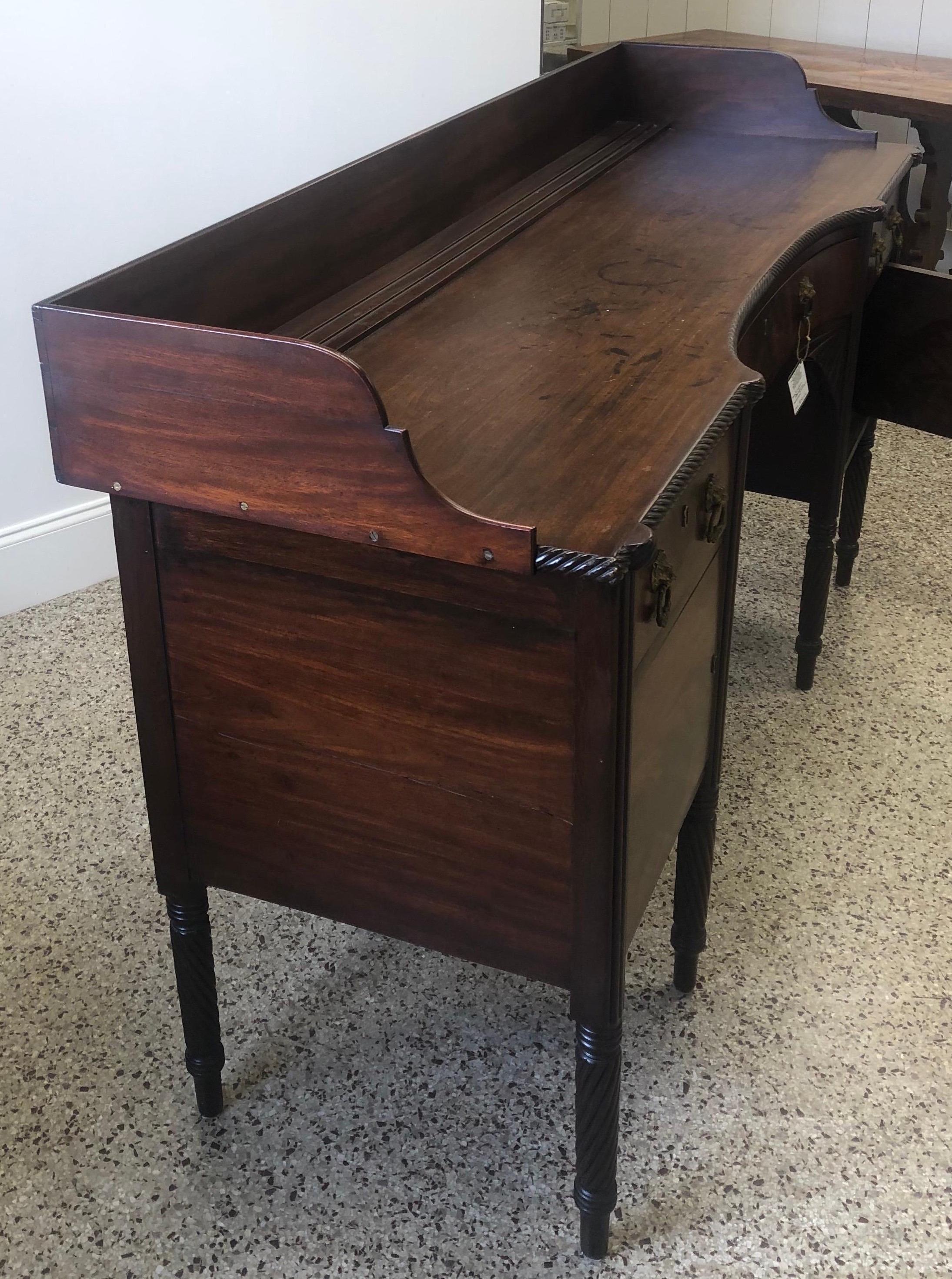 19th Century English Regency Carved Mahogany Sideboard In Good Condition In Charleston, SC