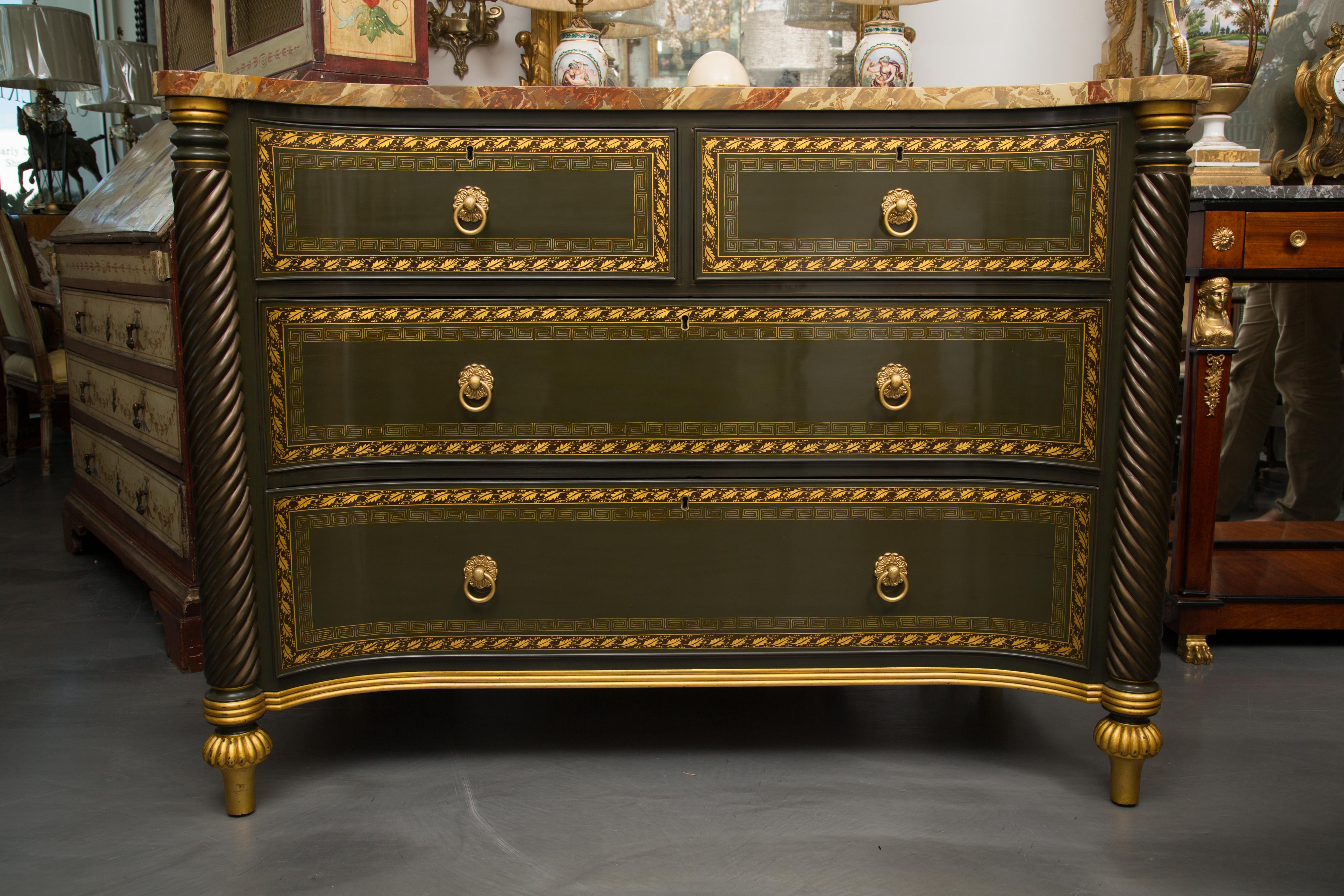 19th Century English Regency Chest of Drawers  Later Custom Painted 9