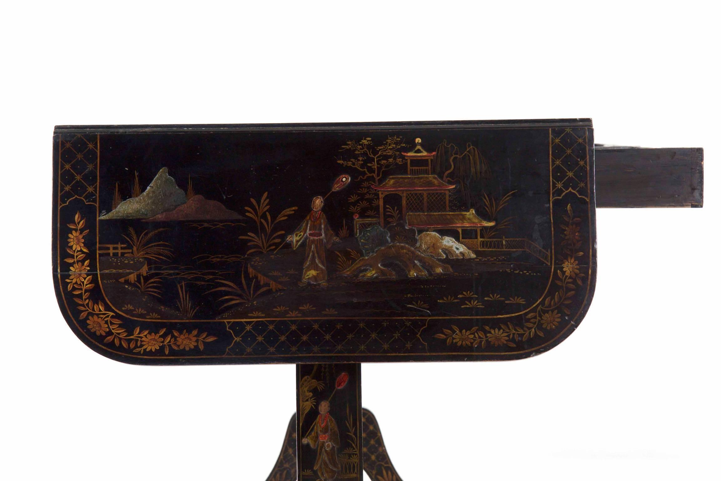 19th Century English Regency Chinoiserie Decorated Sofa Table 12