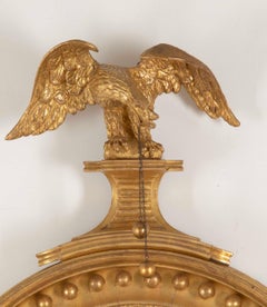 19th Century English Regency Convex Mirror With Eagle Decoration