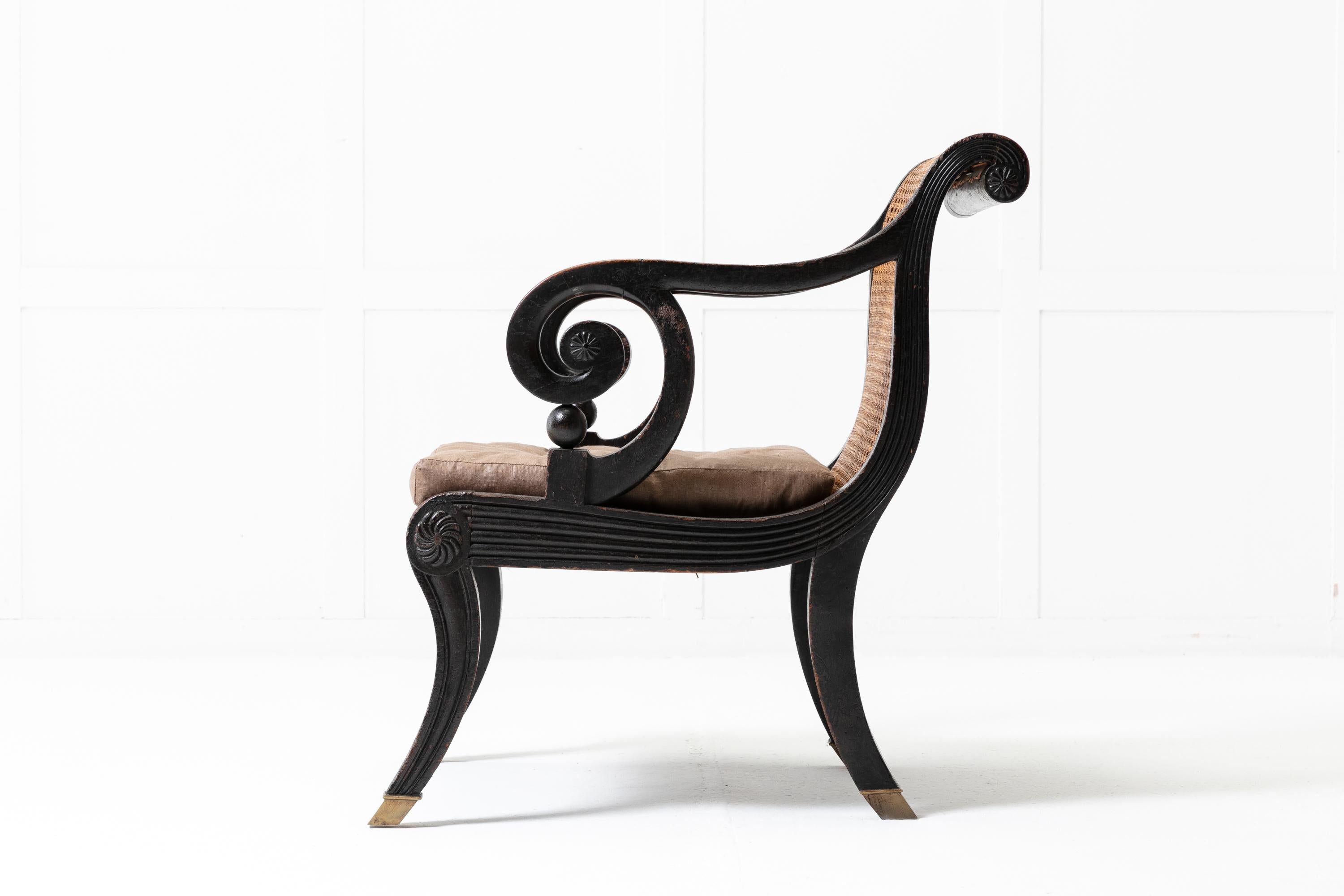 19th Century English Regency Ebonised Library Chair 3