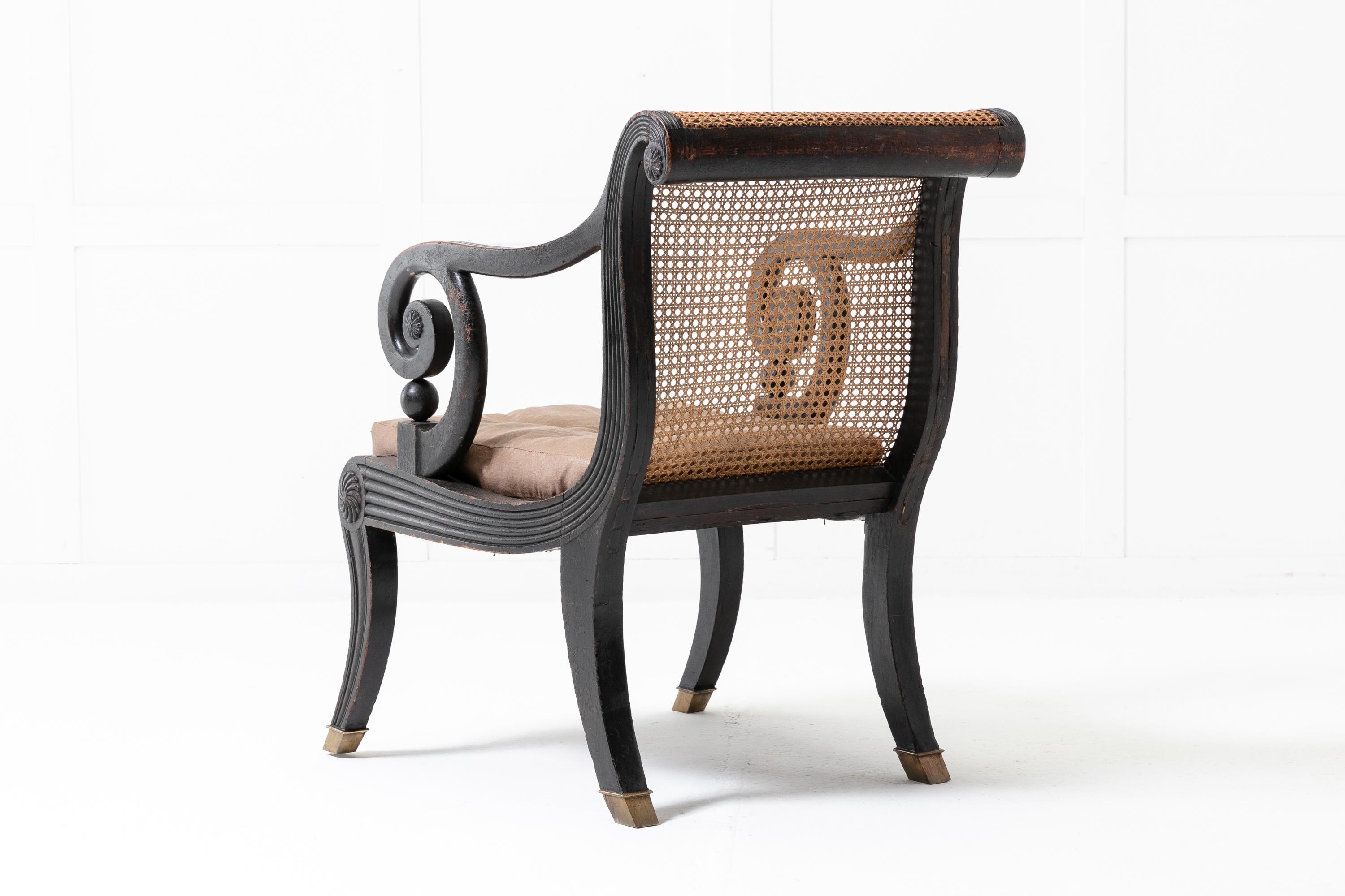 19th Century English Regency Ebonised Library Chair 4