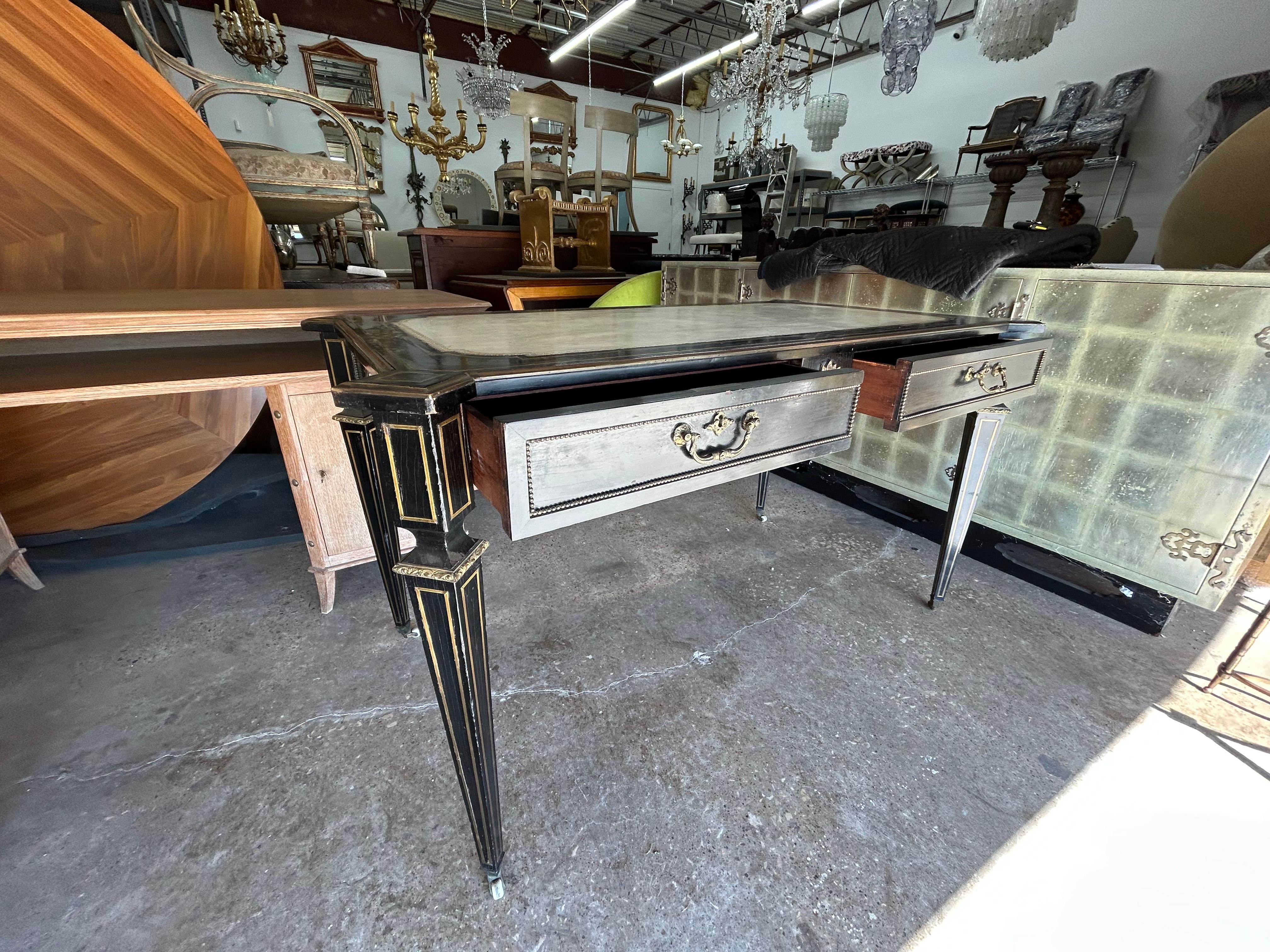 19th Century English Regency Ebonized Desk For Sale 5