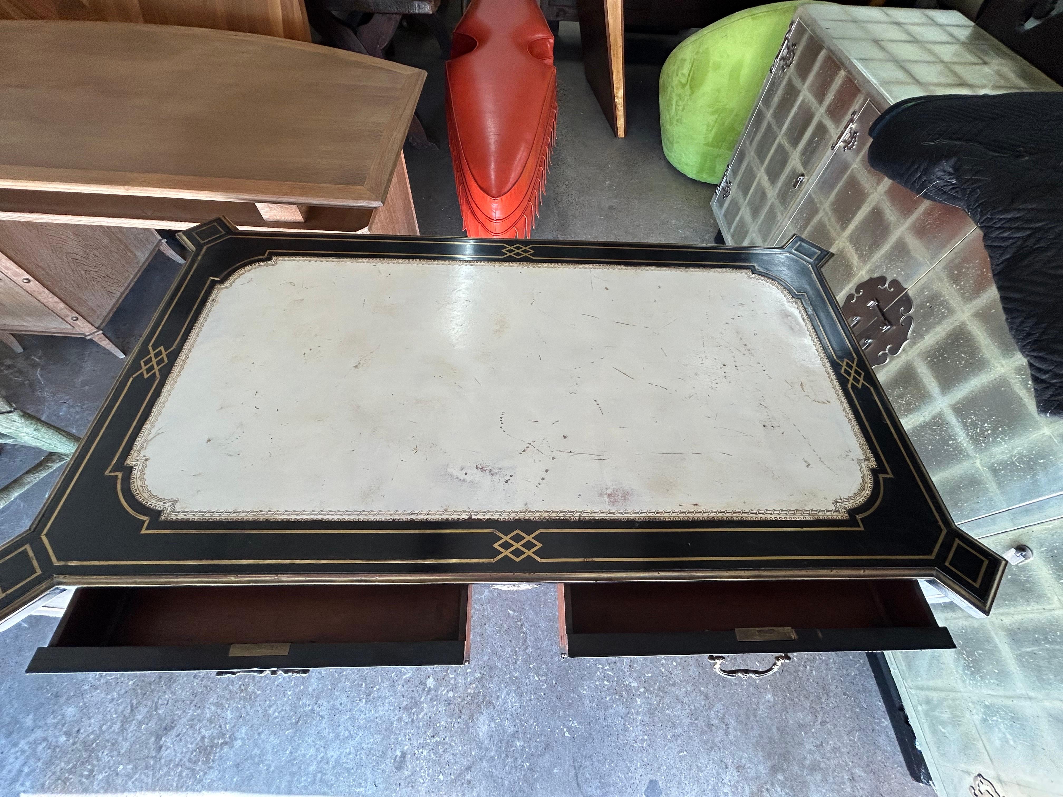 19th Century English Regency Ebonized Desk For Sale 7