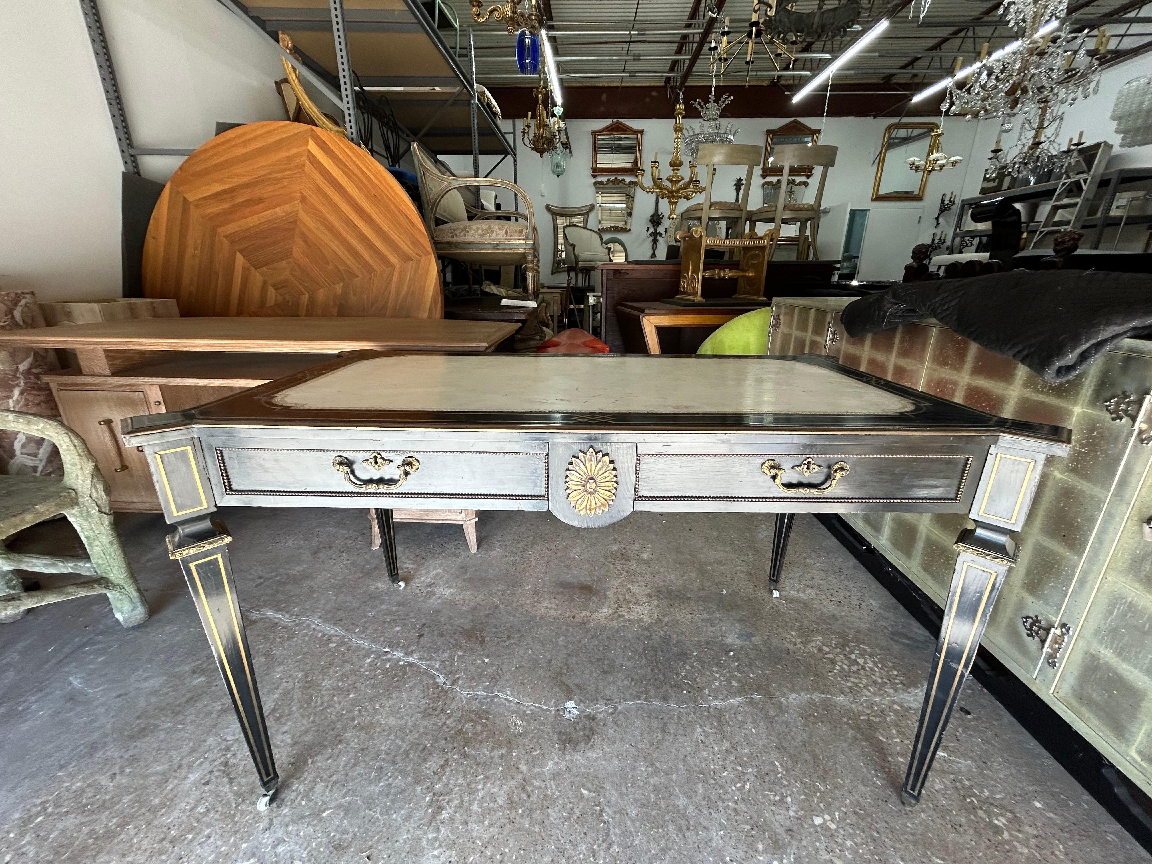 19th Century English Regency Ebonized Desk For Sale 1