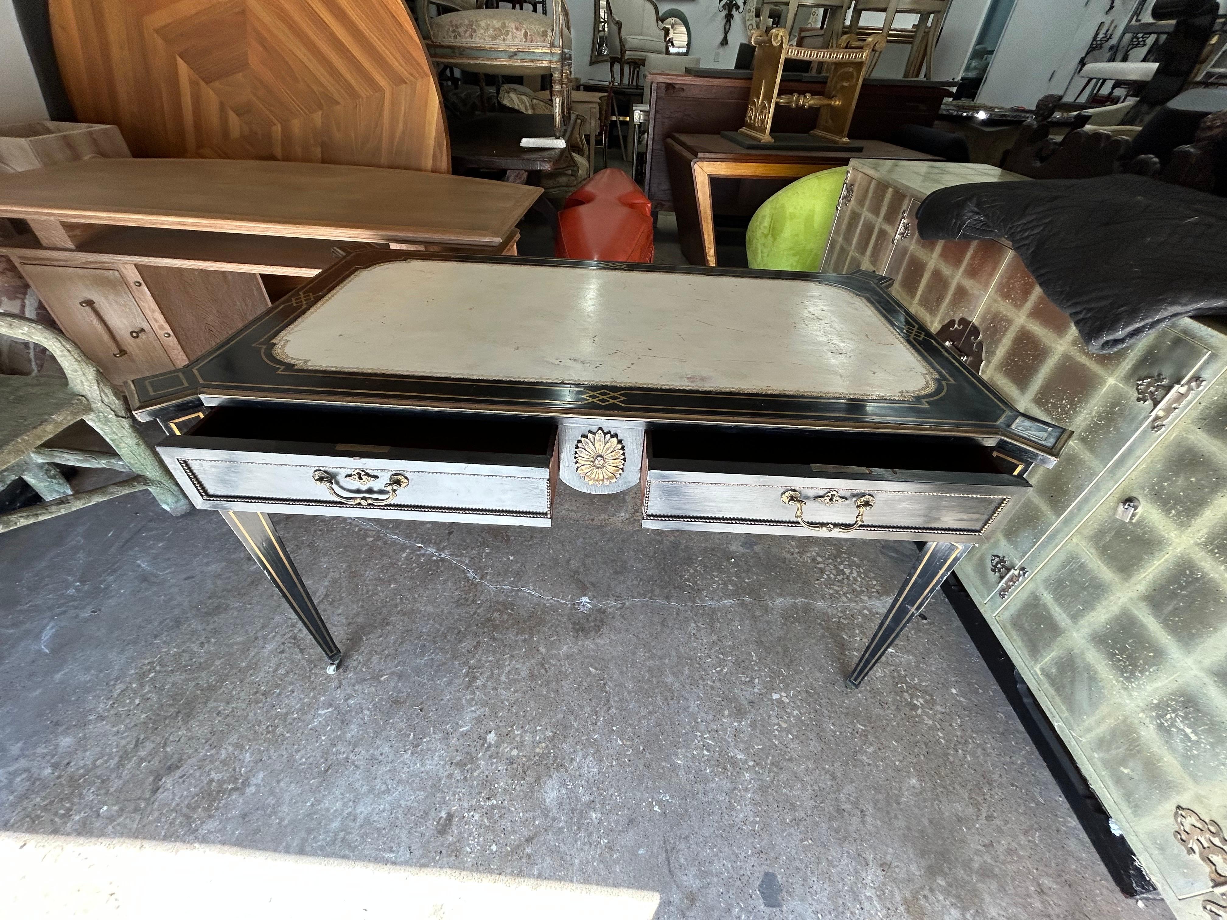 19th Century English Regency Ebonized Desk For Sale 4