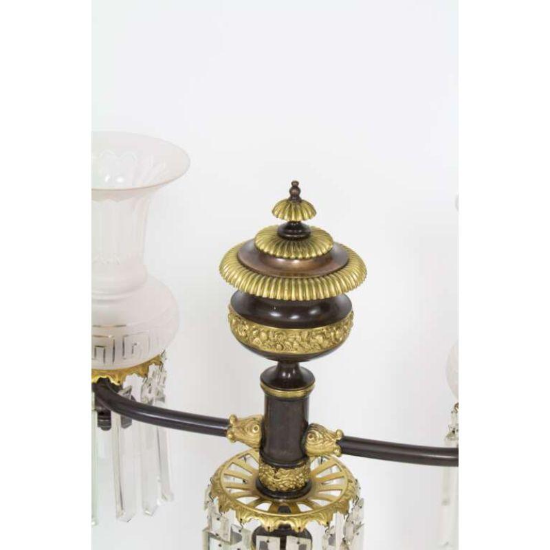 Paire de lampes Regency anglaises du 19ème siècle en bronze patiné et doré à l'agate en vente 1