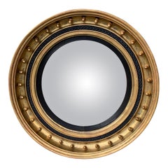 19th Century English Regency Gilt Convex Mirror with Acorns