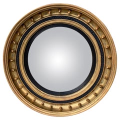 19th Century English Regency Gilt Convex Mirror with Acorns