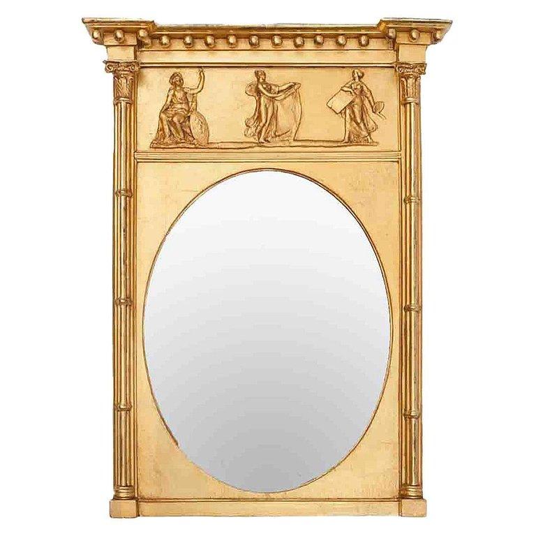 Early 19th Century 19th Century English Regency Gilt Neoclassical Mirror For Sale