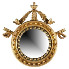 19th Century English Regency Giltwood Convex Wall Mirror