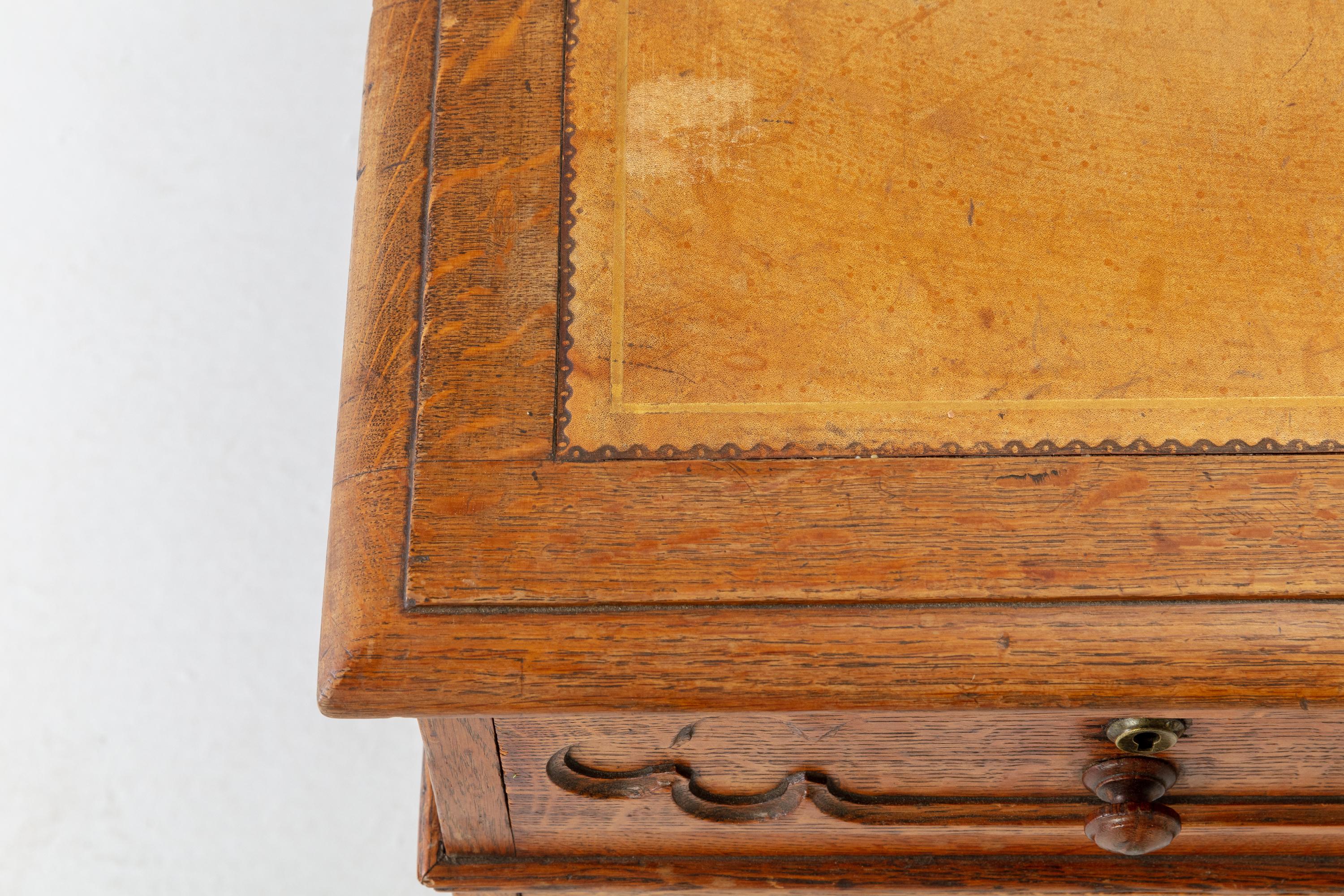 19th Century English Regency Gothic Oak Partners Desk 2