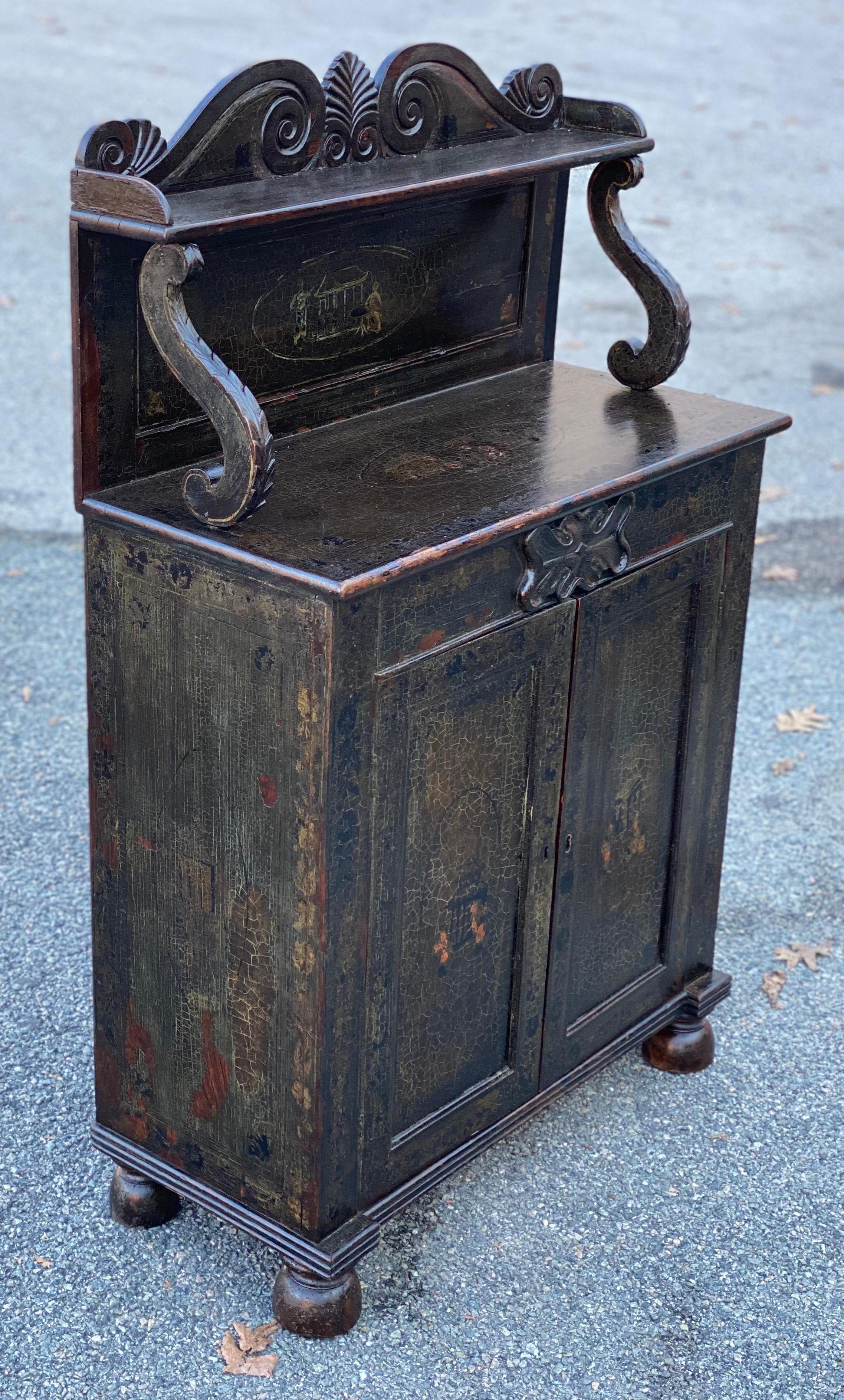19th Century English Regency Green Chinoiserie Decorated Chiffonier In Good Condition In Charleston, SC
