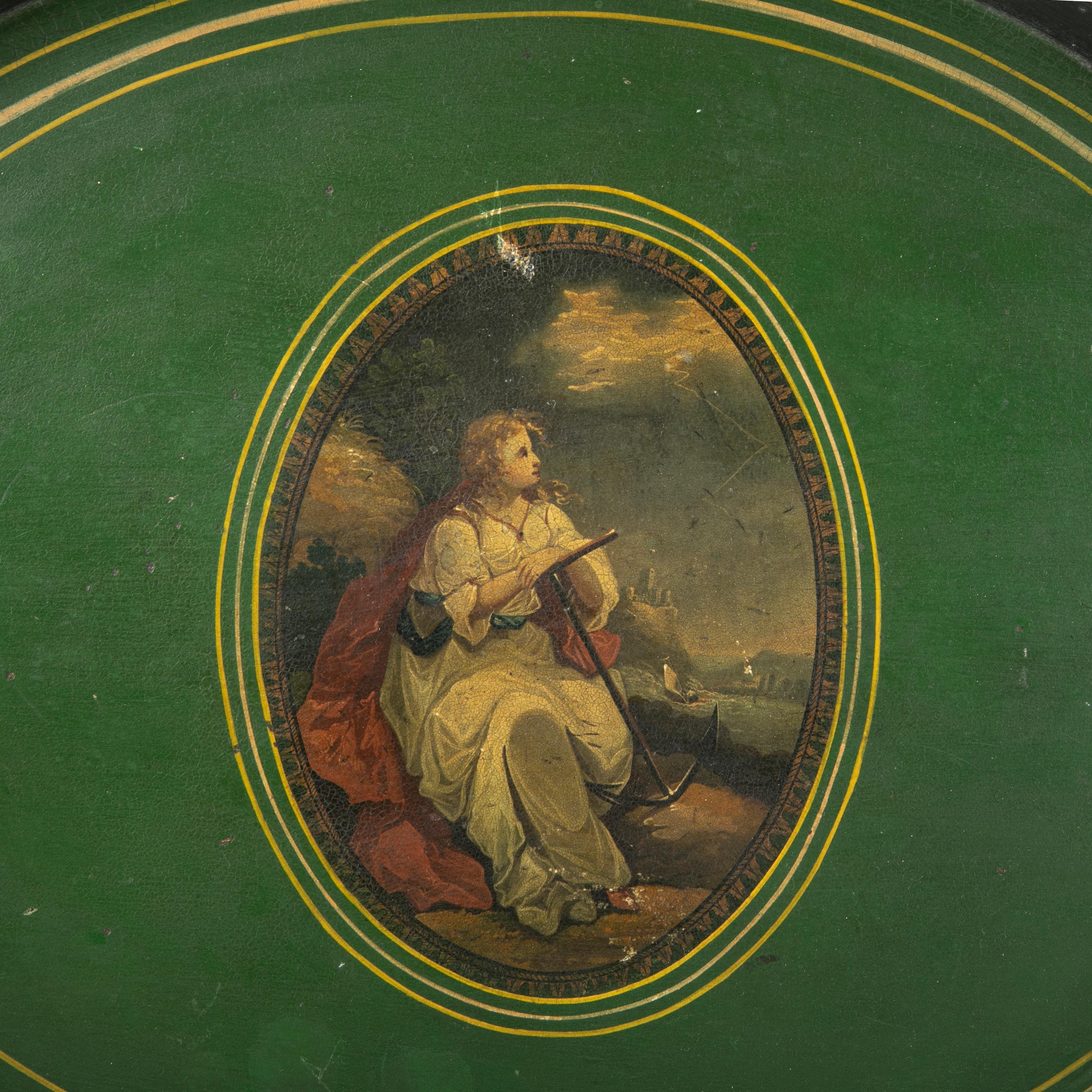 Regency Plateau en tôle peint à la main de style Régence anglaise en vente