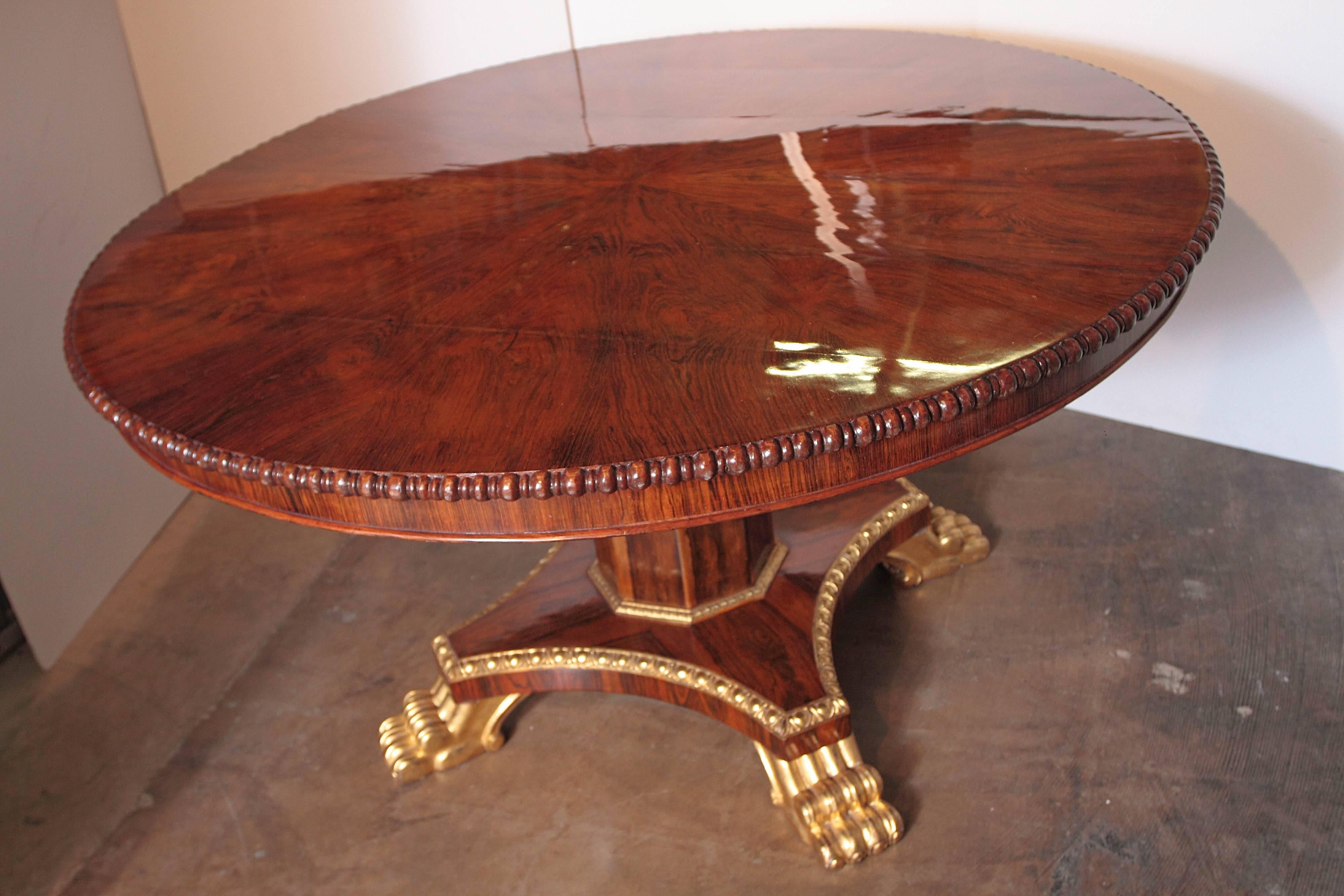 19th Century English Regency Mahogany and Rosewood and Parcel-Gilt Centre Table In Good Condition In Dallas, TX