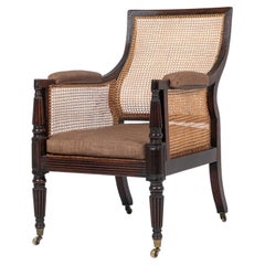 19th Century, English Regency Mahogany Bergère Library Chair