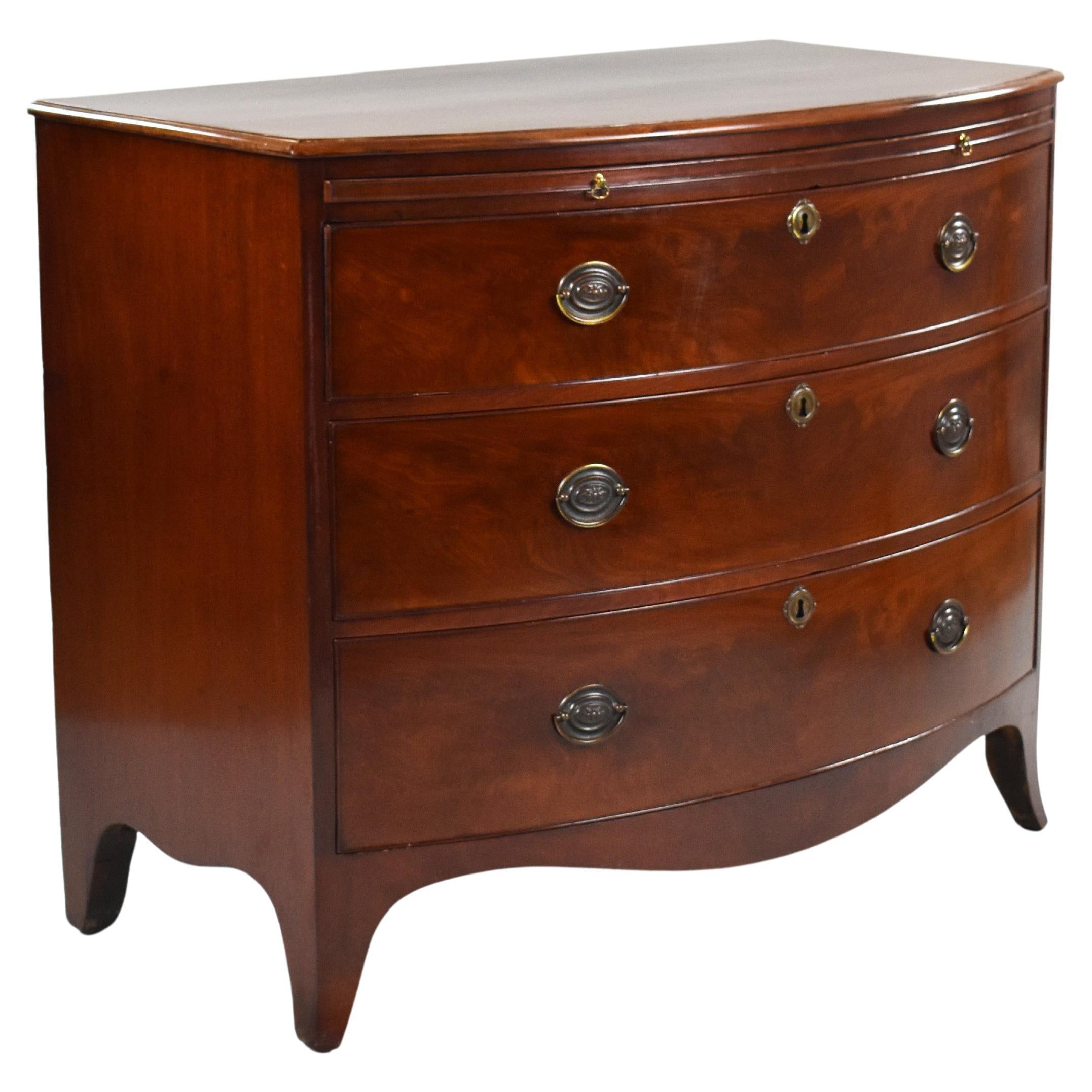 19th Century English Regency Mahogany Bow Front Chest of Drawers