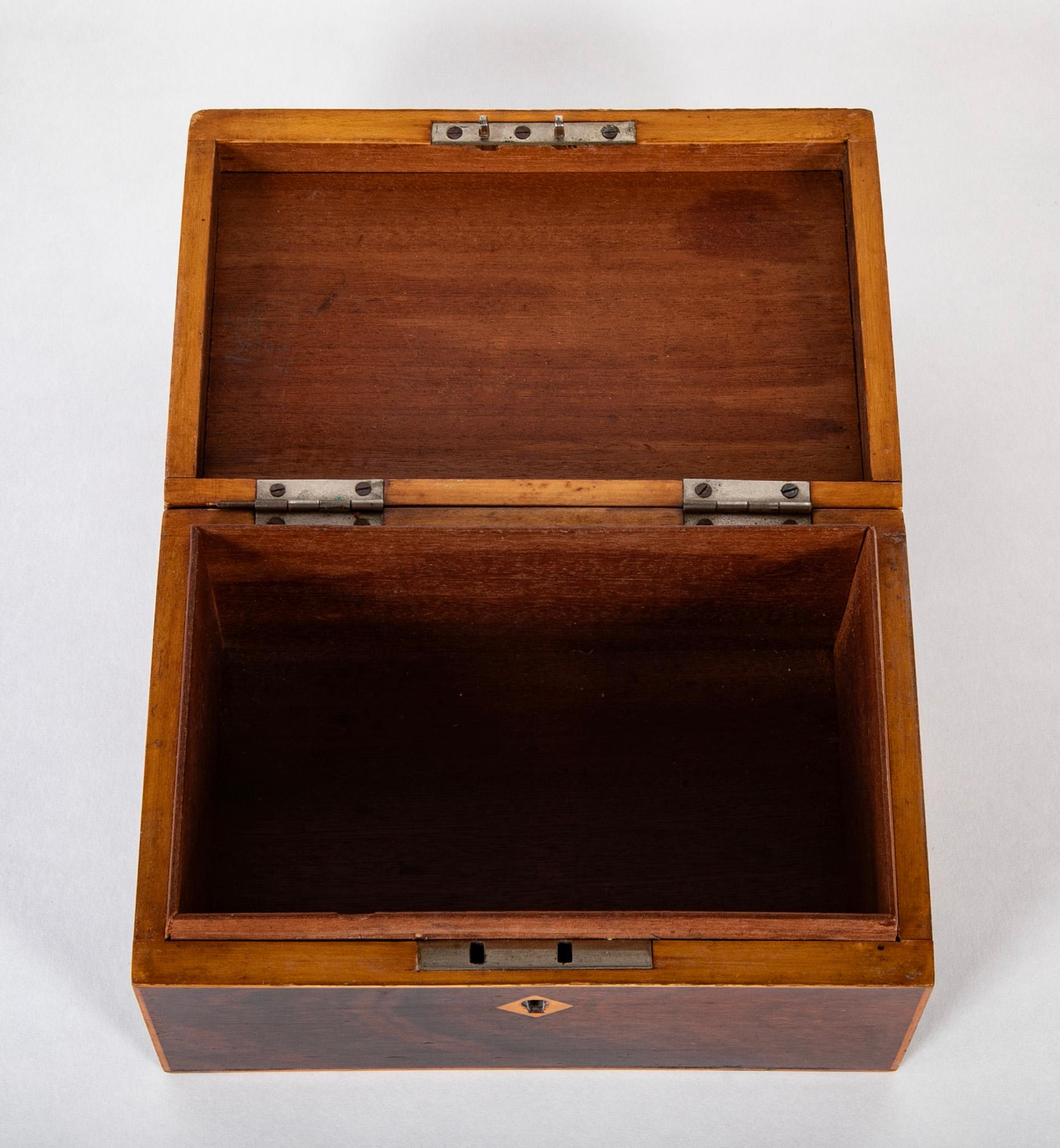 19th Century English Regency Mahogany Box With Satinwood Inlay For Sale 2
