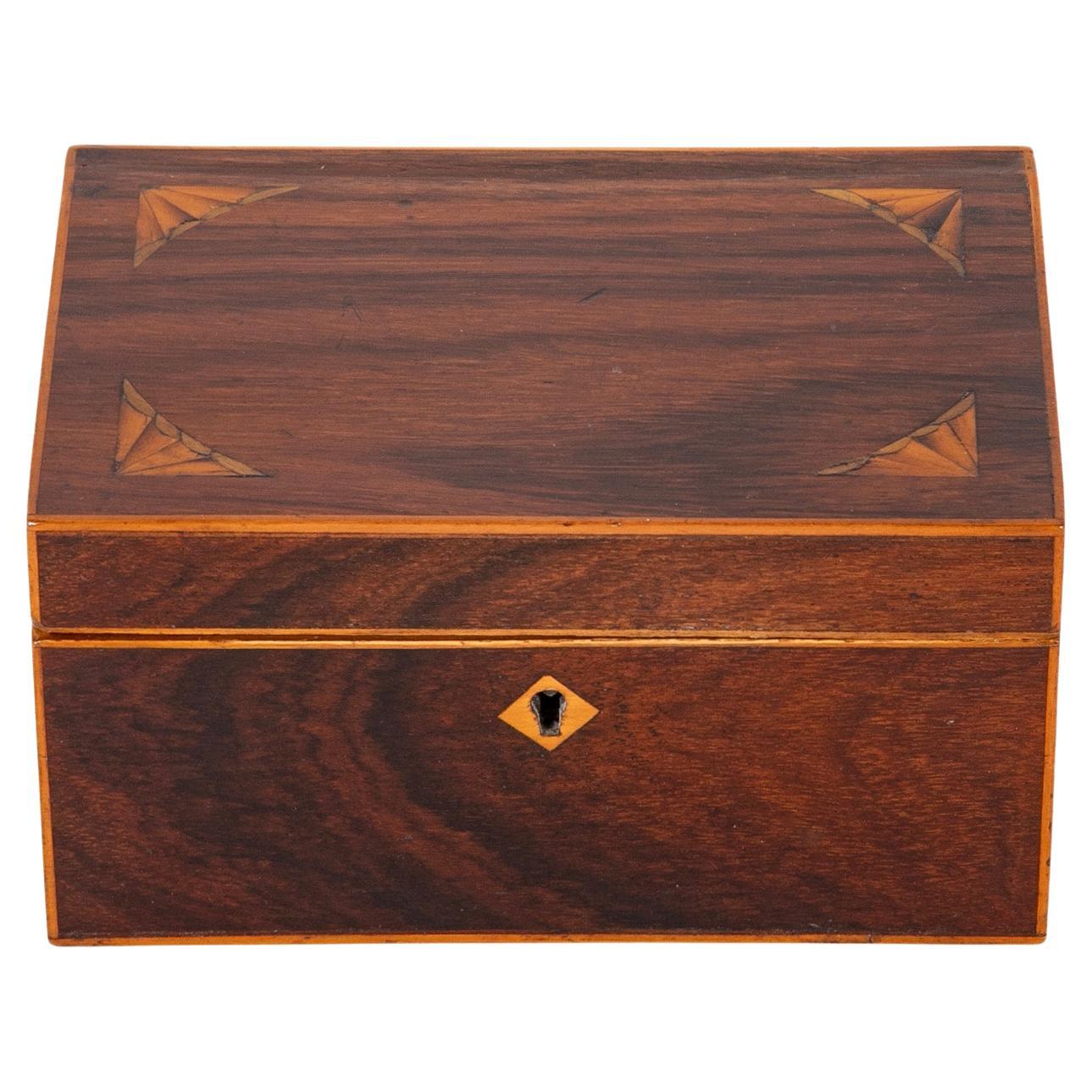 19th Century English Regency Mahogany Box With Satinwood Inlay