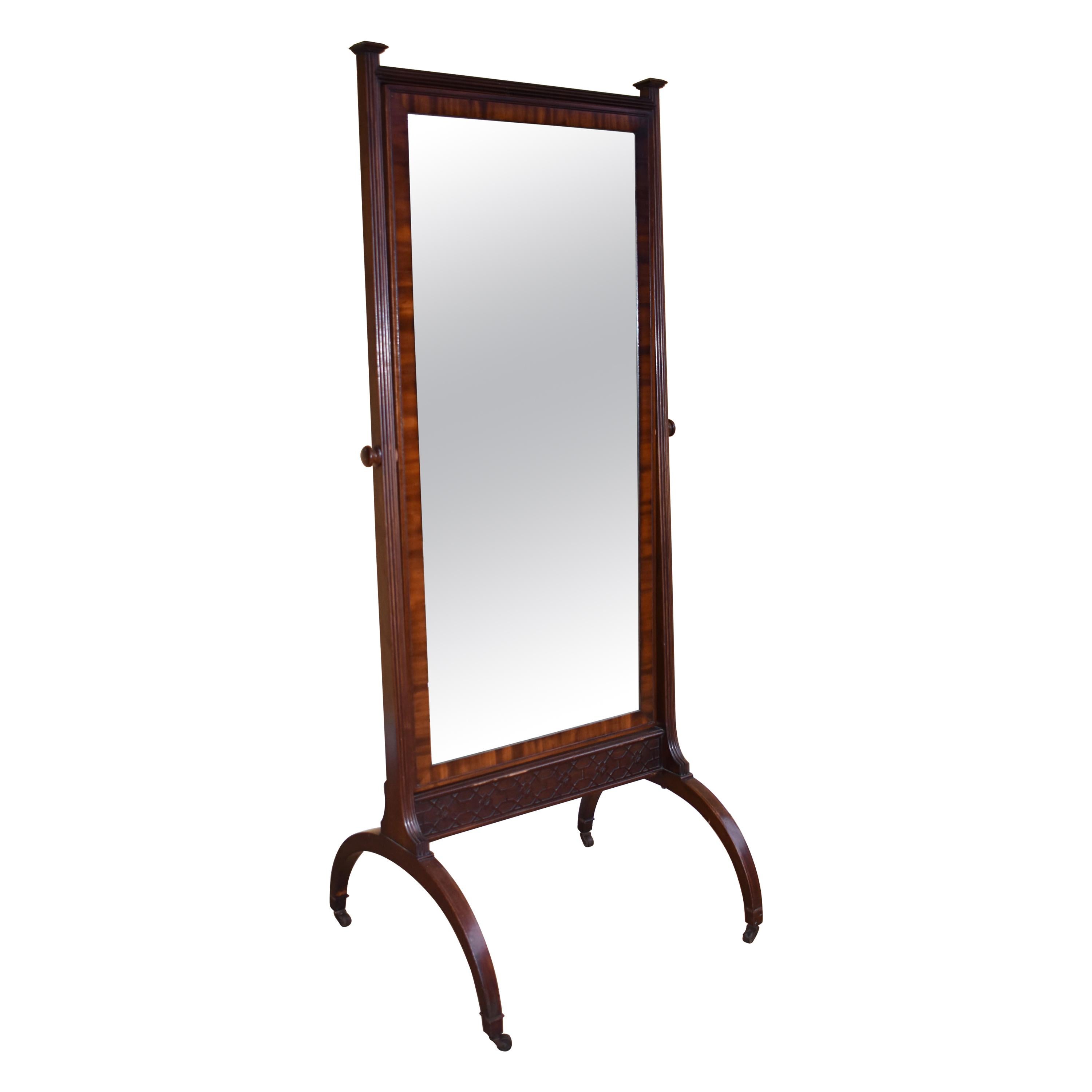19th Century English Regency Mahogany Cheval Mirror