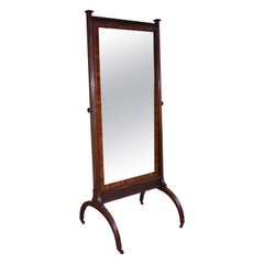 19th Century English Regency Mahogany Cheval Mirror