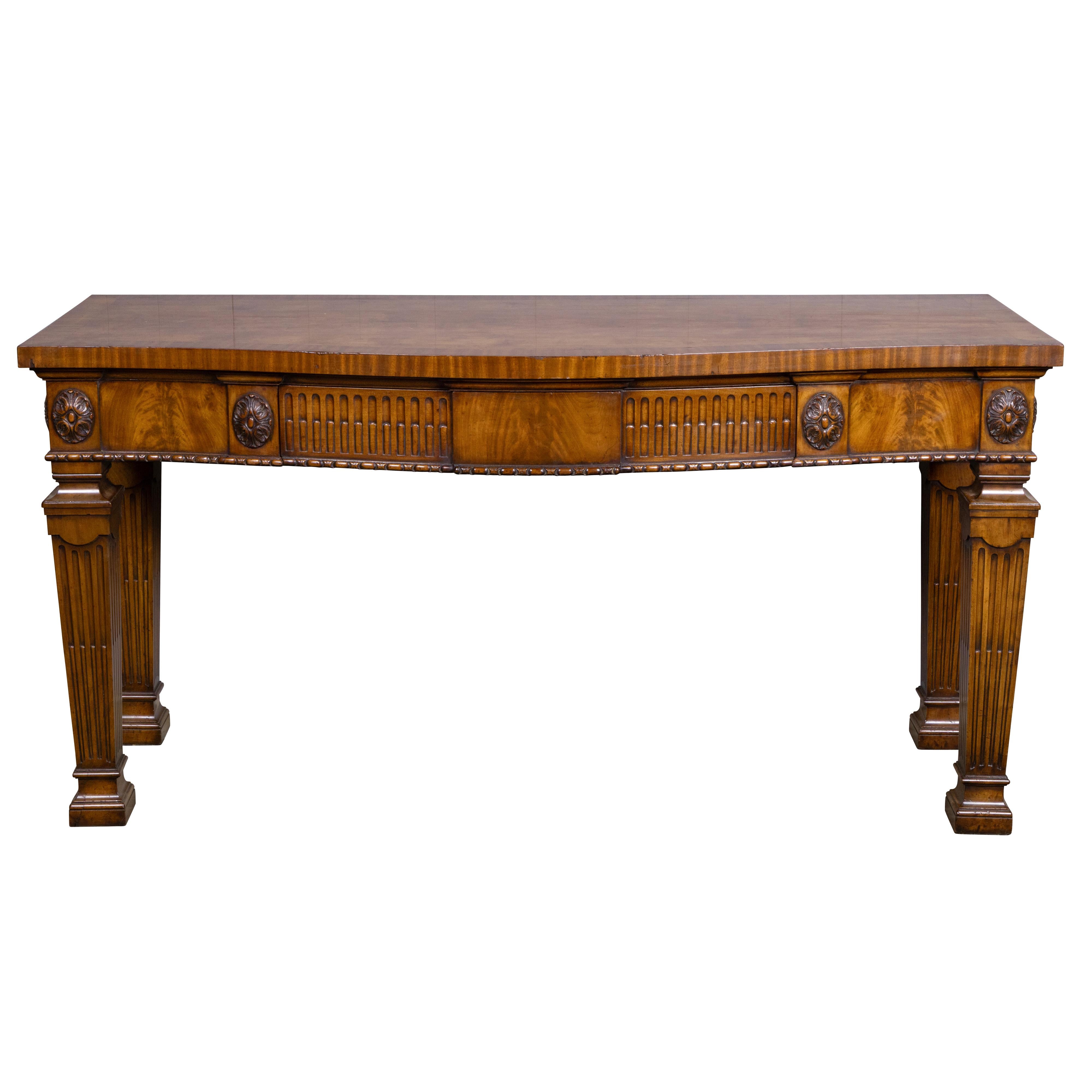 19th Century English Regency Mahogany Console Table with Central Drawer