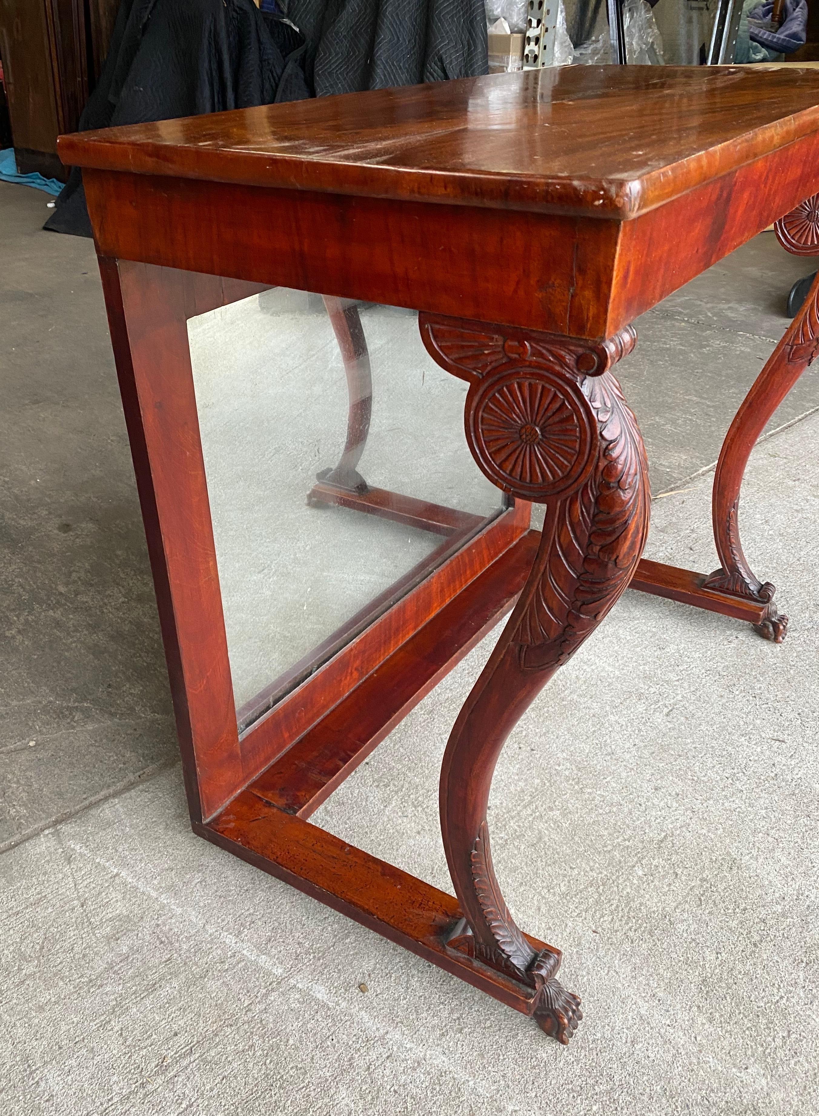 19th century English Regency Mahogany Console with Paw Feet For Sale 1