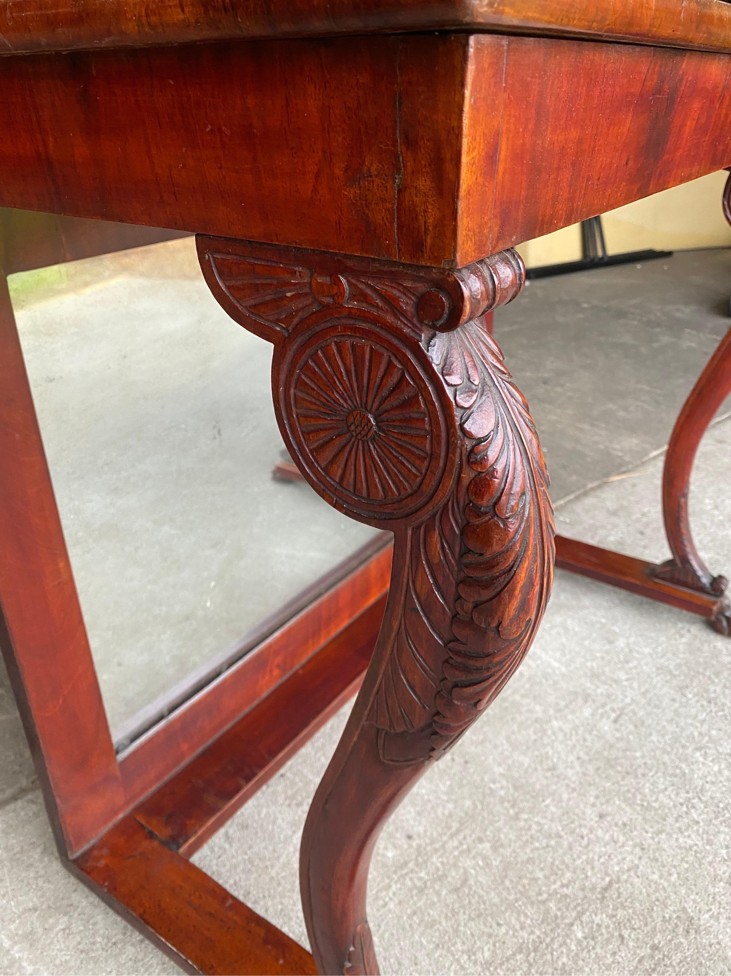 19th century English Regency Mahogany Console with Paw Feet For Sale 2