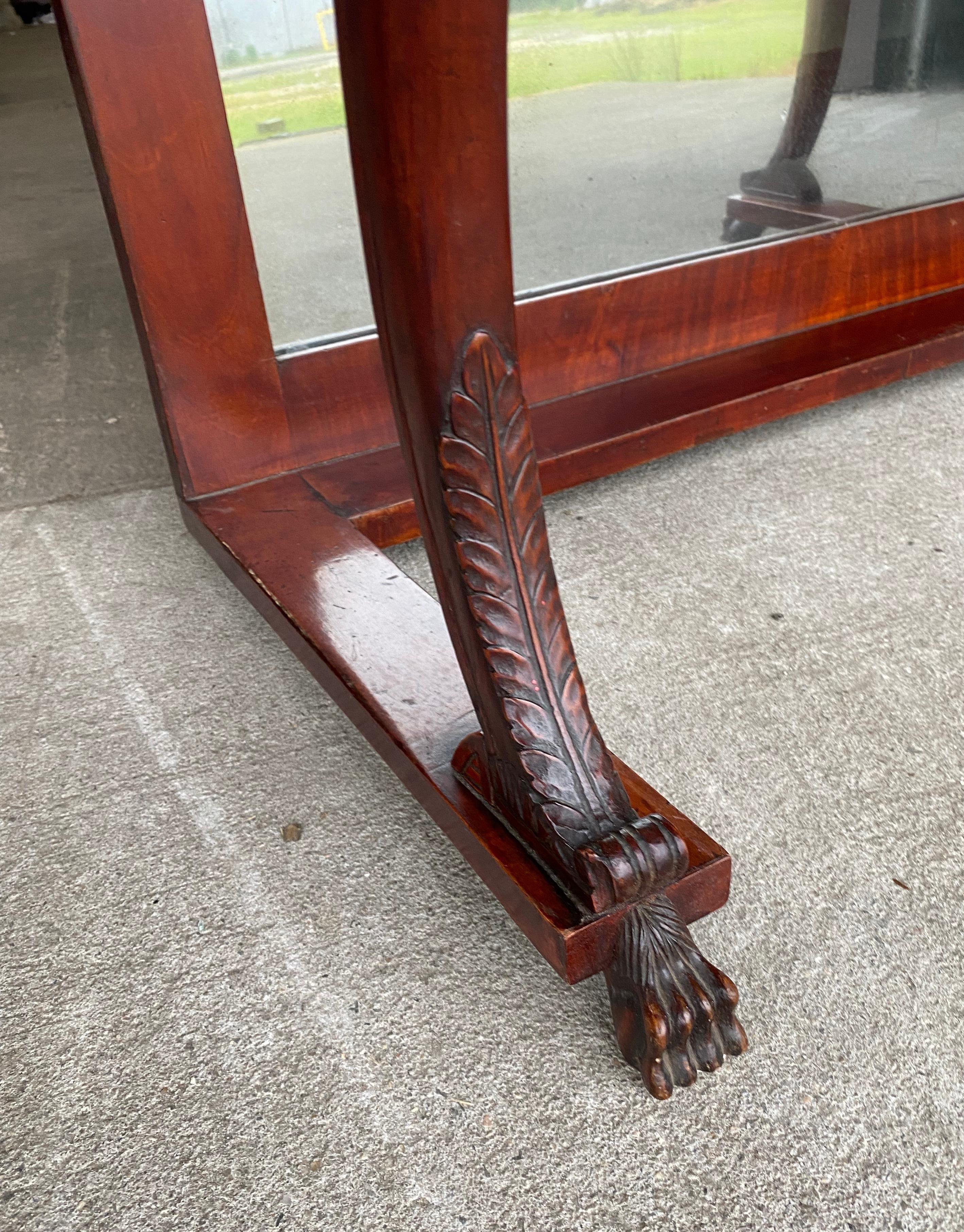 19th century English Regency Mahogany Console with Paw Feet For Sale 3