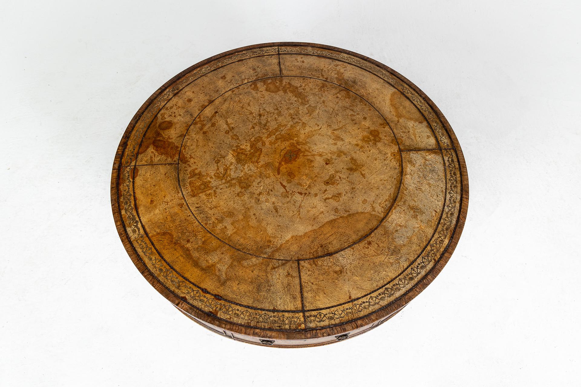 19th Century, English Regency Mahogany Drum Table 1