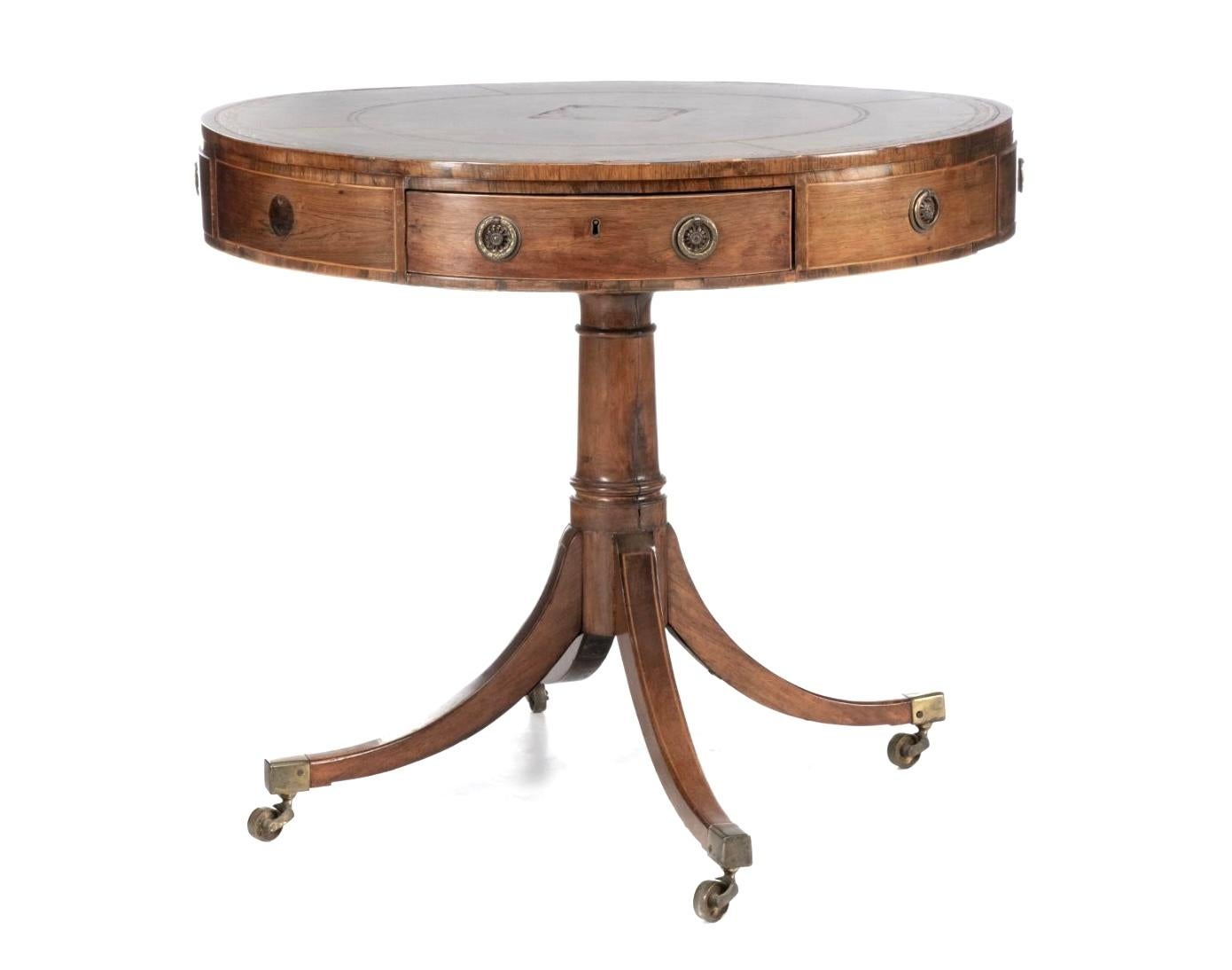 19th Century English Regency Mahogany Drum Table For Sale 5