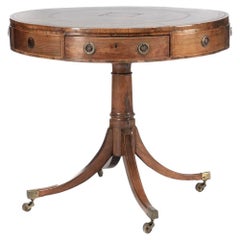 Mesa de tambor de caoba de la Regencia inglesa del siglo XIX
