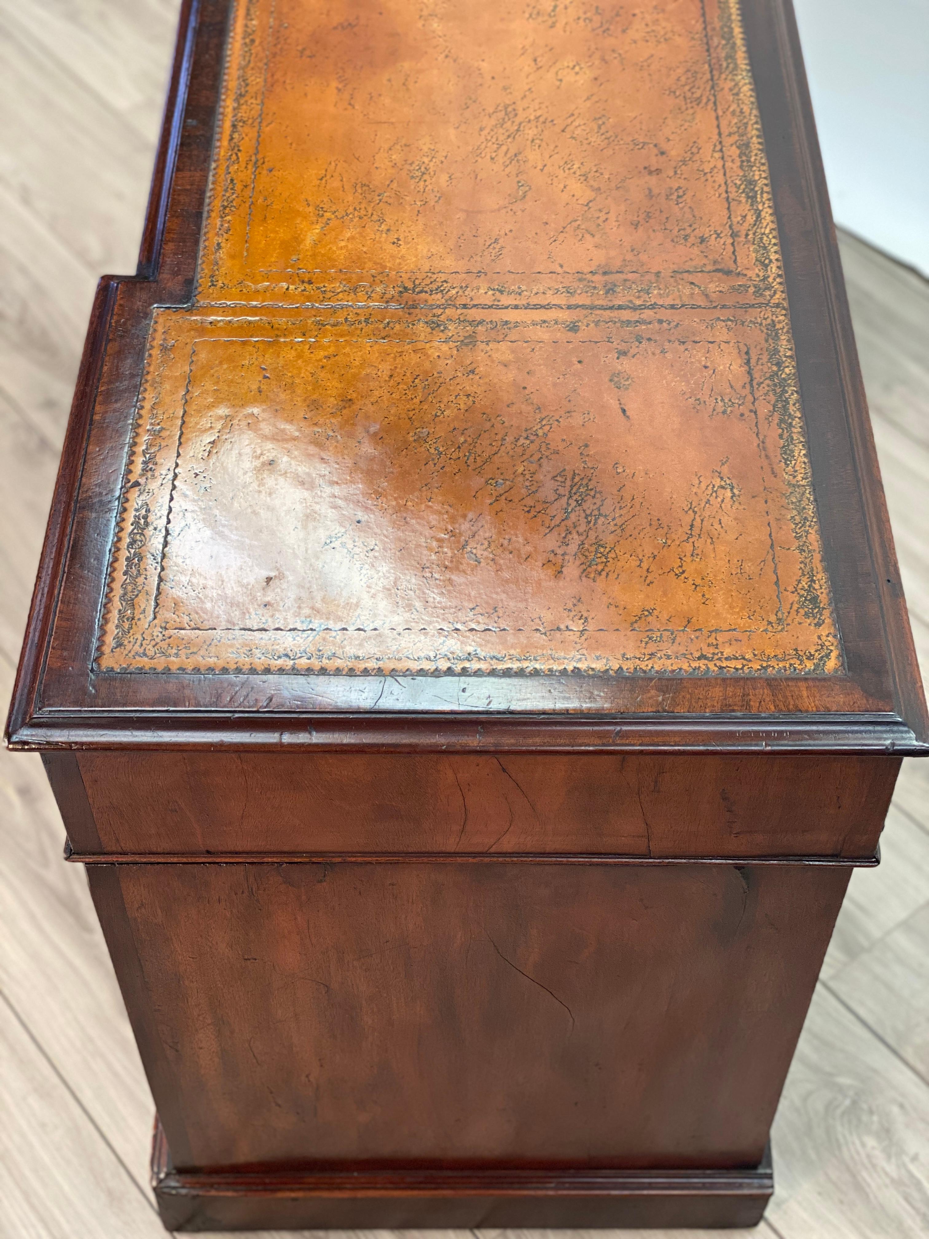 19th Century English Regency Mahogany Knee Hole Pedestal Desk 1