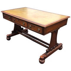 19th Century English Regency Mahogany Leather Top Writing Desk 