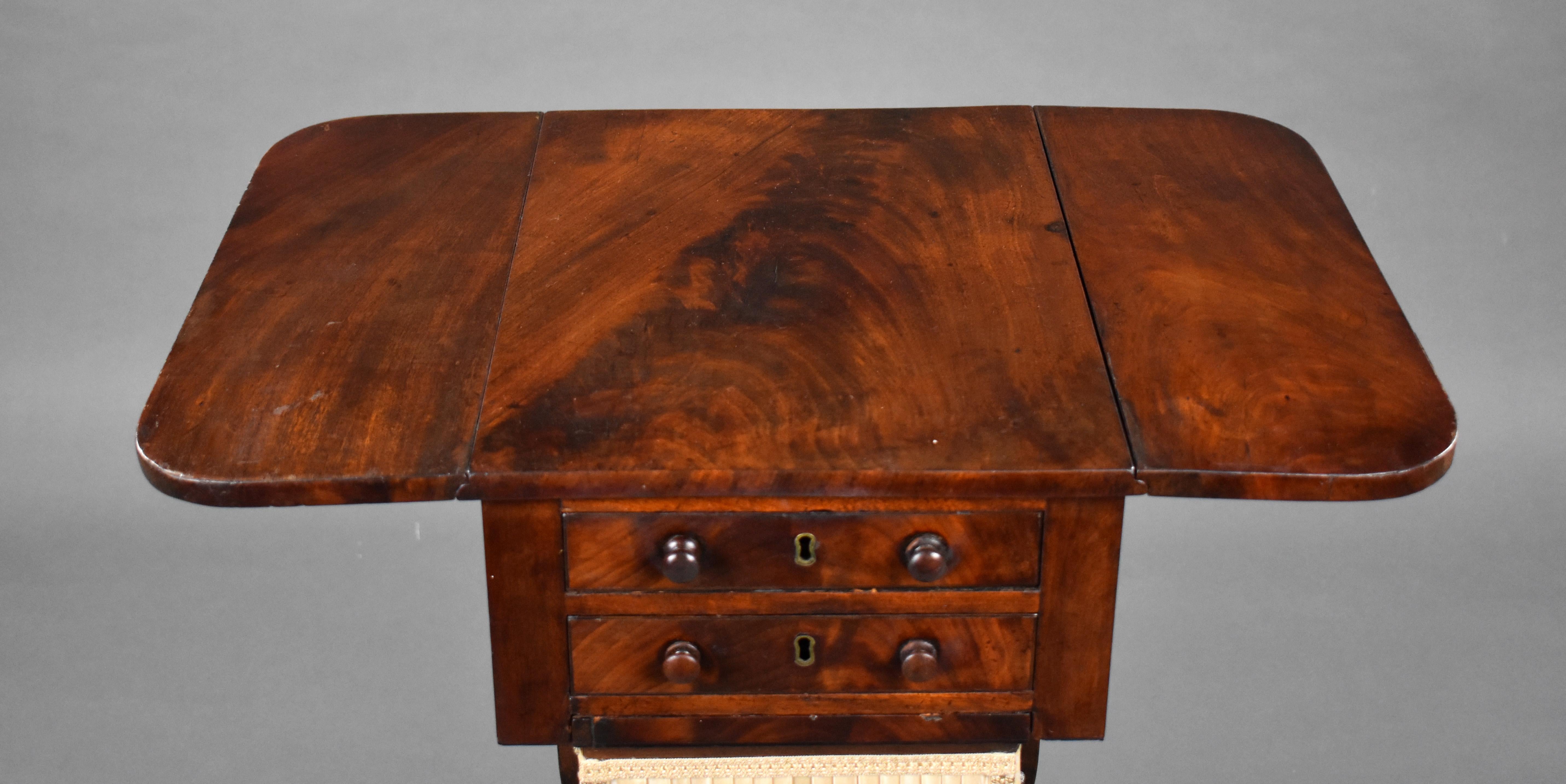 19th Century English Regency Mahogany Needlework Table For Sale 9