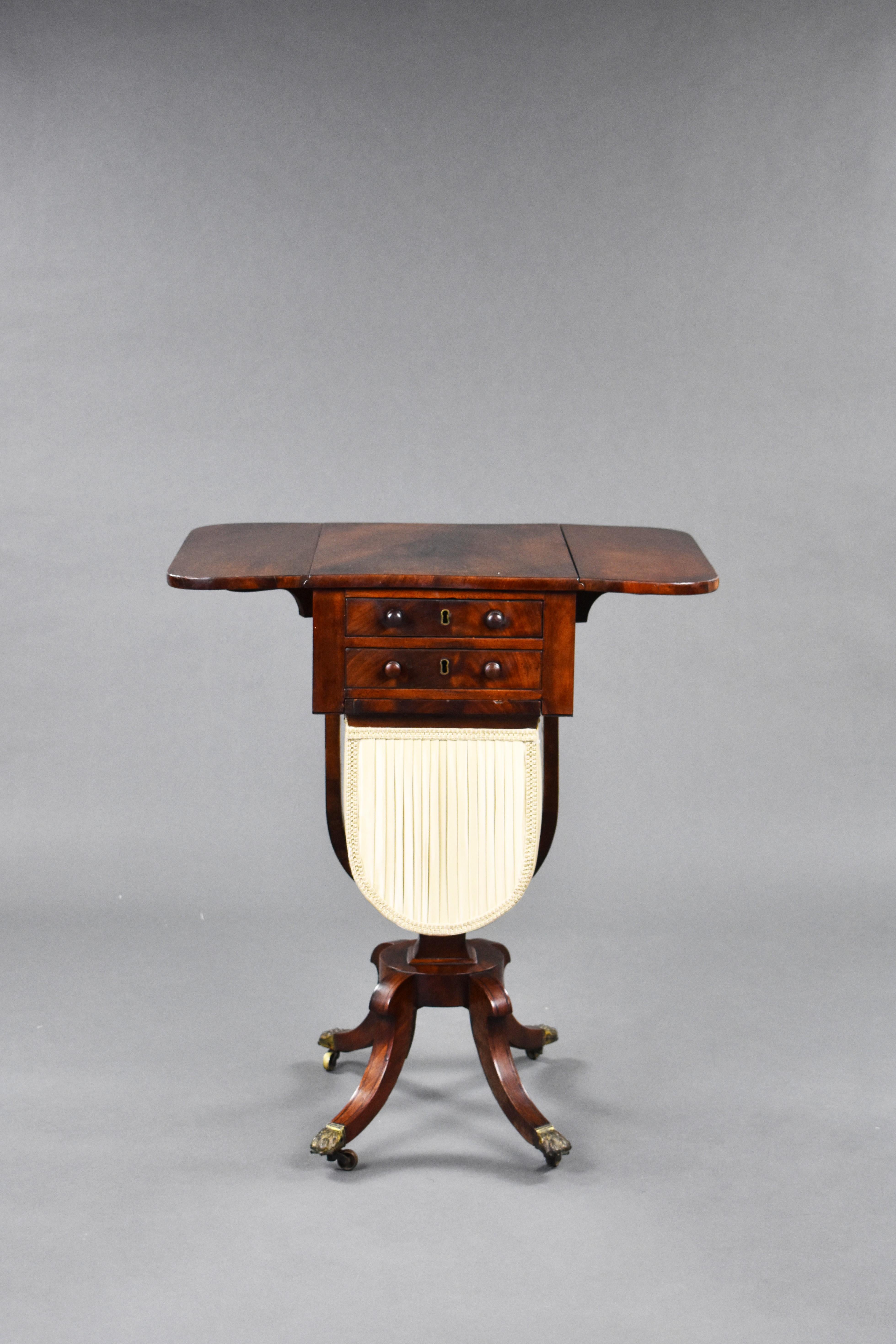 19th Century English Regency Mahogany Needlework Table For Sale 2